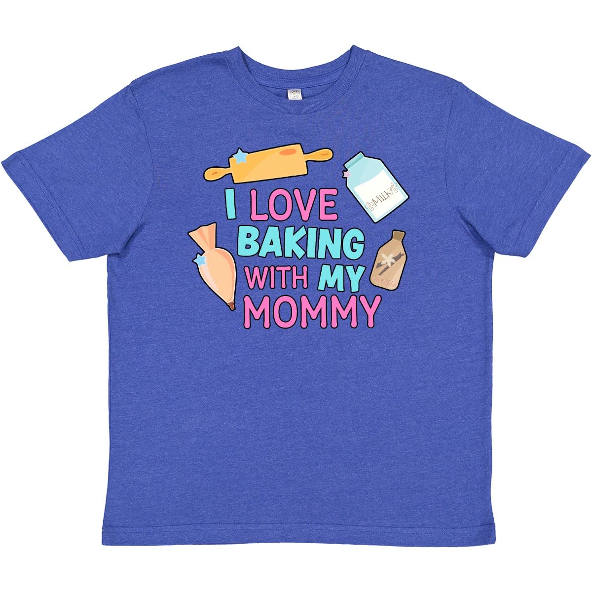 Inktastic I Love Baking with My Mommy Youth T-Shirt - Cute Mother Daughter Matching Outfits for Baking Activities & Family Bonding