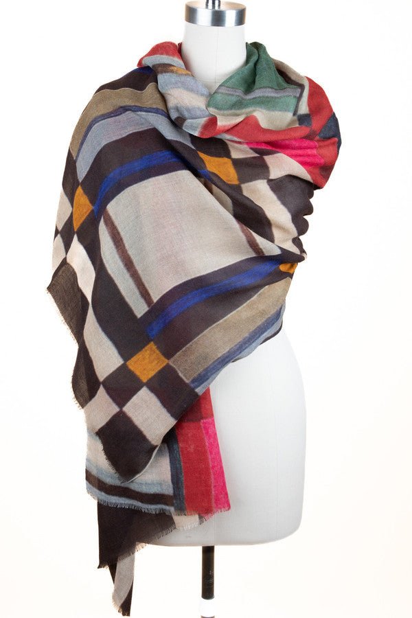 Soft Watercolor Striped Wool Scarf for Women - Lightweight Winter Fashion Accessory for Cold Weather, Office Wear & Holiday Outfits