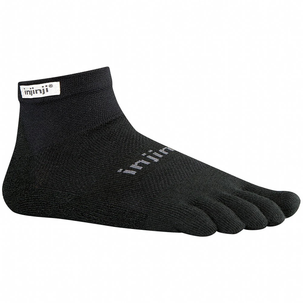 Injinji Original Weight Toe Socks for Running - Mini Crew Black - Prevent Blisters & Improve Performance for Marathon, Hiking & Workouts