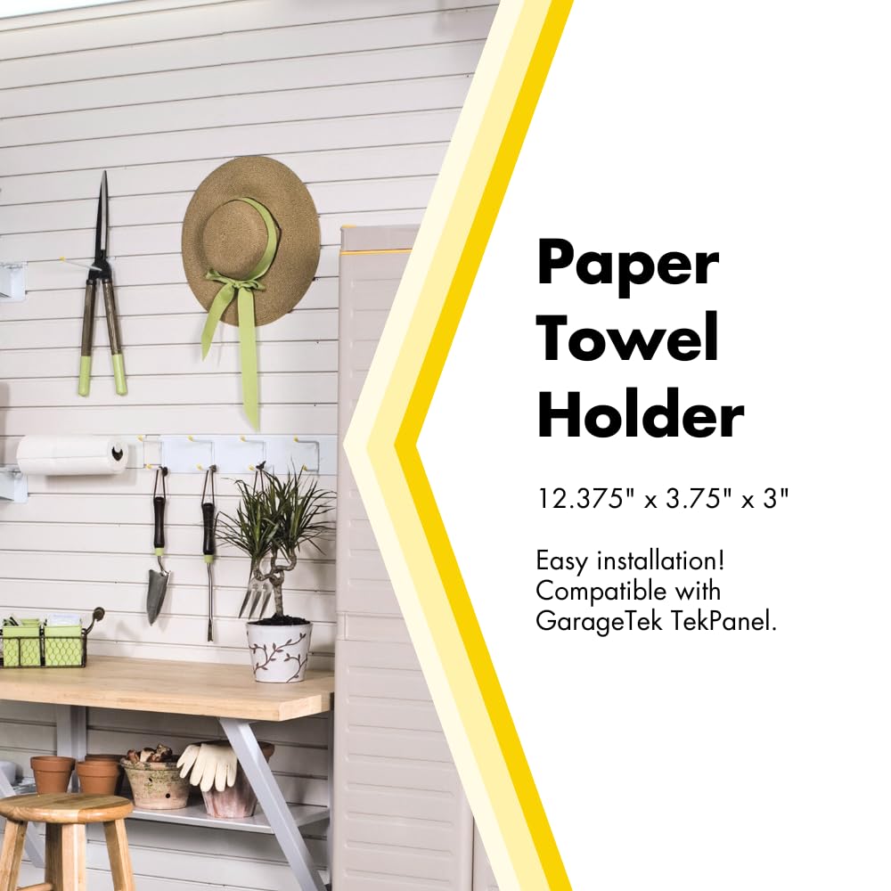Wall Mount Paper Towel Holder for Garage Organization | Heavy Duty Hanging Paper Towel Dispenser | Compatible with TekPanel, TekTrak & Slat Walls | Perfect for Workshops, Garages & Kitchens