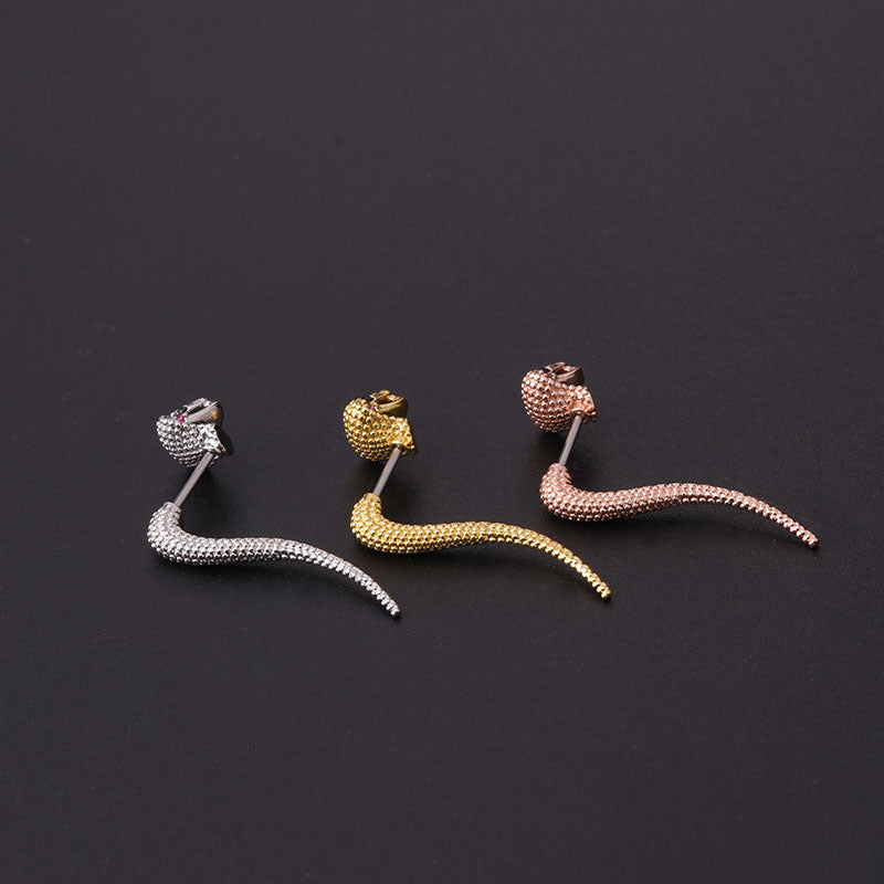 20G Snake Piercings Front Back Ear Jacket Earrings - Hypoallergenic Stainless Steel Body Jewelry for Cartilage, Helix, Tragus | Perfect for Parties, Concerts & Everyday Wear (HSPJ614)