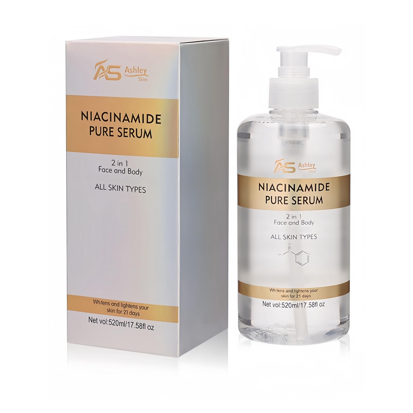 Niacinamide Serum for Face & Body - 2-in-1 Brightening & Moisturizing Treatment for Dark Spots, Fine Lines & Wrinkles | 17.58 Fl Oz | Perfect for Daily Skincare Routine & Anti-Aging Care