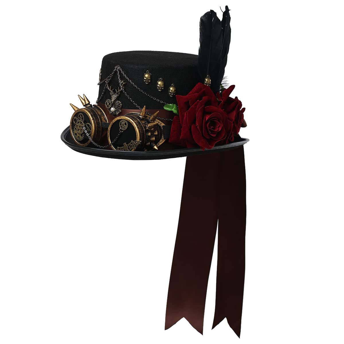 Steampunk Top Hat with Goggles for Women & Men - Victorian Gothic Halloween Costume Accessory - Perfect for Cosplay, Renaissance Fairs, and Themed Parties