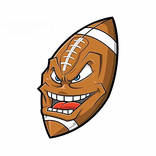Waterproof Car Sticker 13cm x 8.9cm - Cartoon American Football Angry Face Decal for Vehicle Accessories & Decor | Perfect for Tailgating, Sports Fans & Car Enthusiasts