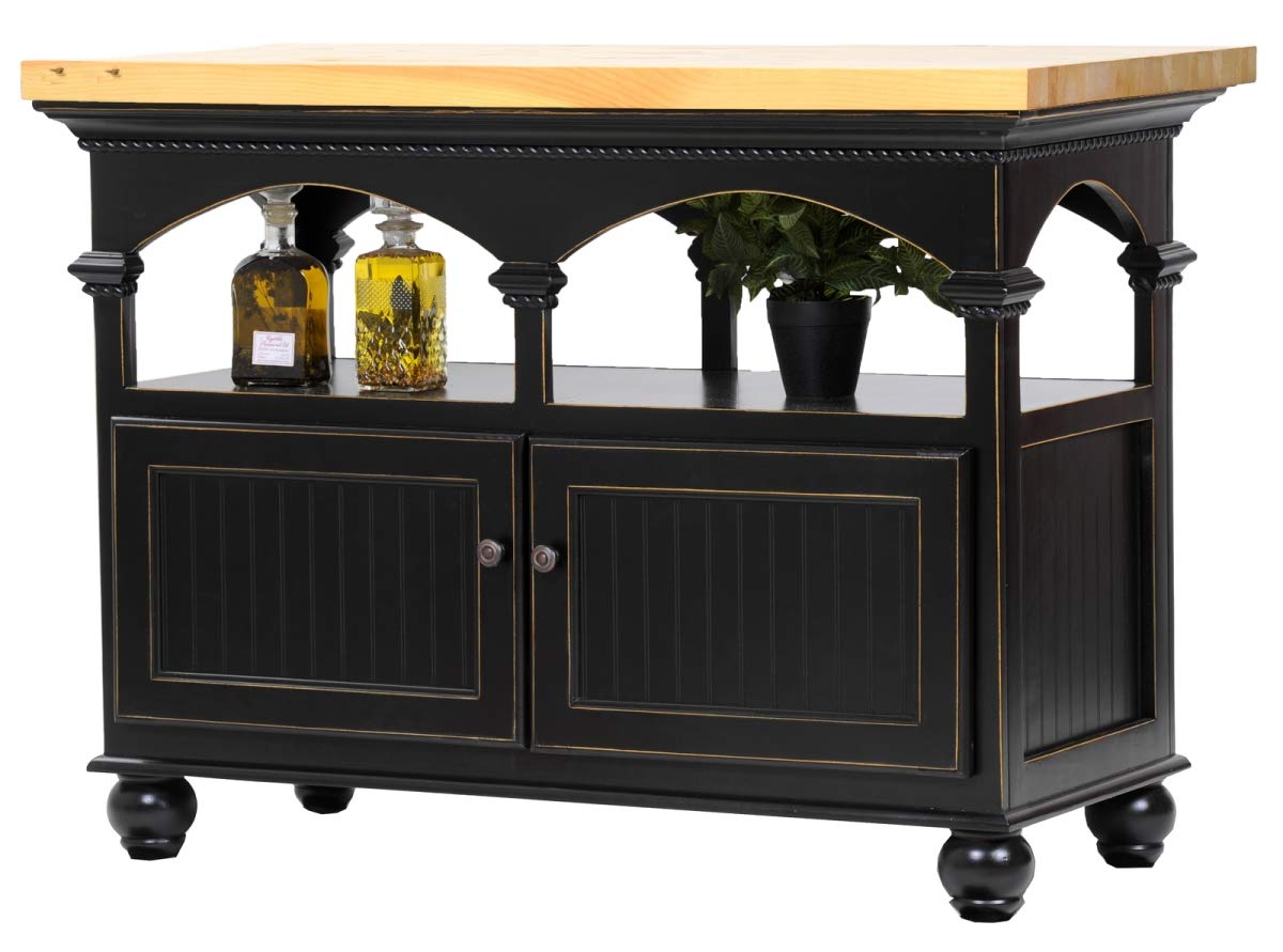 American Heartland 15145SWPT Poplar Kitchen Island with Pine Top in Soft White - Perfect for Farmhouse Kitchens, Small Space Dining & Extra Counter Space