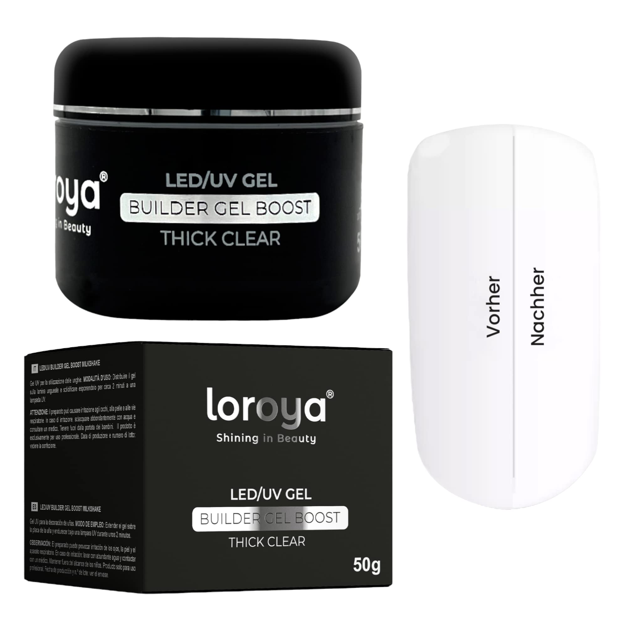 Loroya® LED/UV Builder Gel - 50g Clear Thick Nail Extension Gel for Strong & Long Nails | Professional Manicure & Nail Art | Perfect for Salon, Home Use & DIY Nail Designs