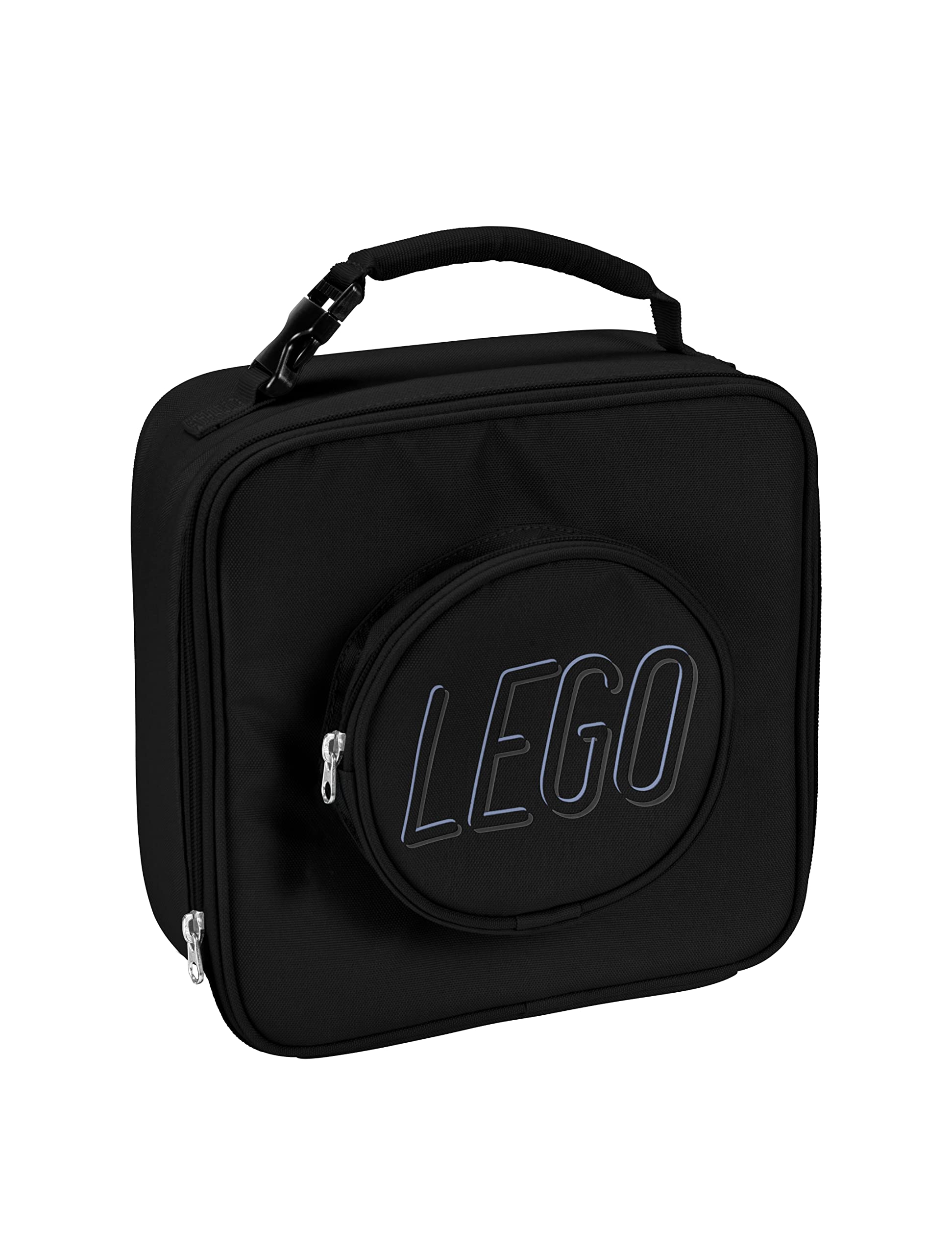 LEGO Insulated Lunch Bag with Mesh Pouch & Zipper Compartment - Durable Thermal Food Carrier for School, Work & Travel - Black Cooler Lunchbox for Kids & Adults