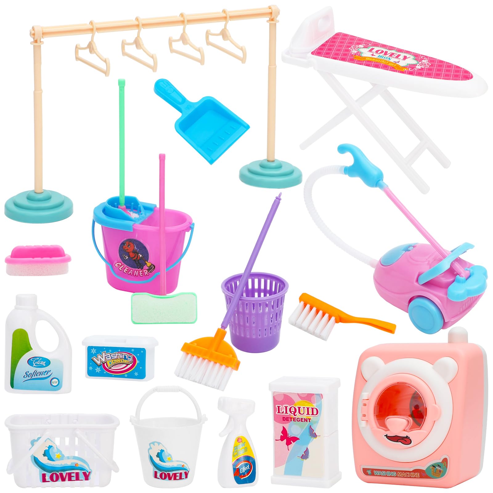 23-Piece Mini Dollhouse Cleaning Supplies Set - SOTOGO Miniature Doll Accessories, Furniture & Decor for Pretend Play | Perfect for Dollhouse Role Play & Kids' Imaginative Playtime