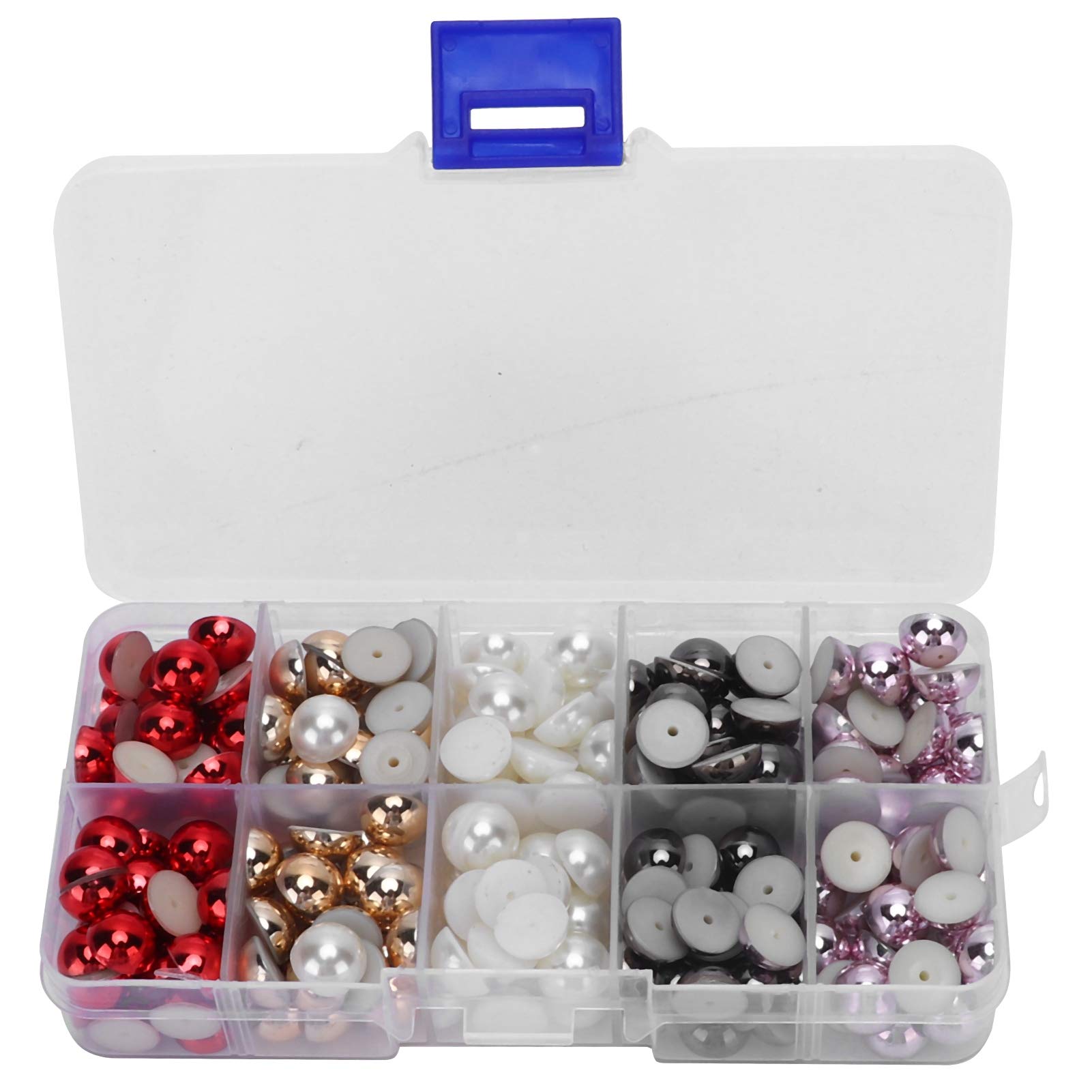 Zerodis Flat Pearl DIY Craft Beads - Half Bead Flat Back Plastic Beads for DIY Jewelry, Phone Cases, Home Decor - Mixed Colors for Creative Projects & Crafting