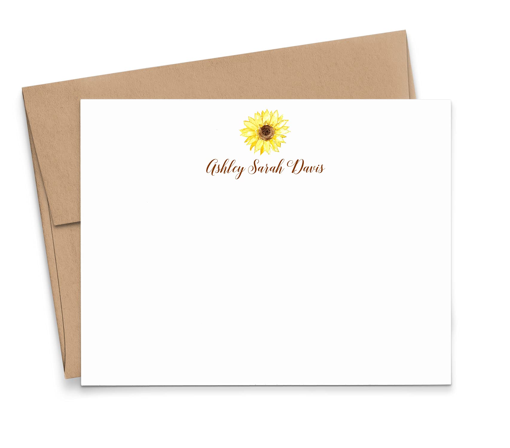 Personalized Sunflower Fall Stationery Set for Women - Custom Flat Note Cards with Envelopes | Choose Colors & Quantity | Perfect for Autumn Greetings, Thank You Notes & Seasonal Correspondence