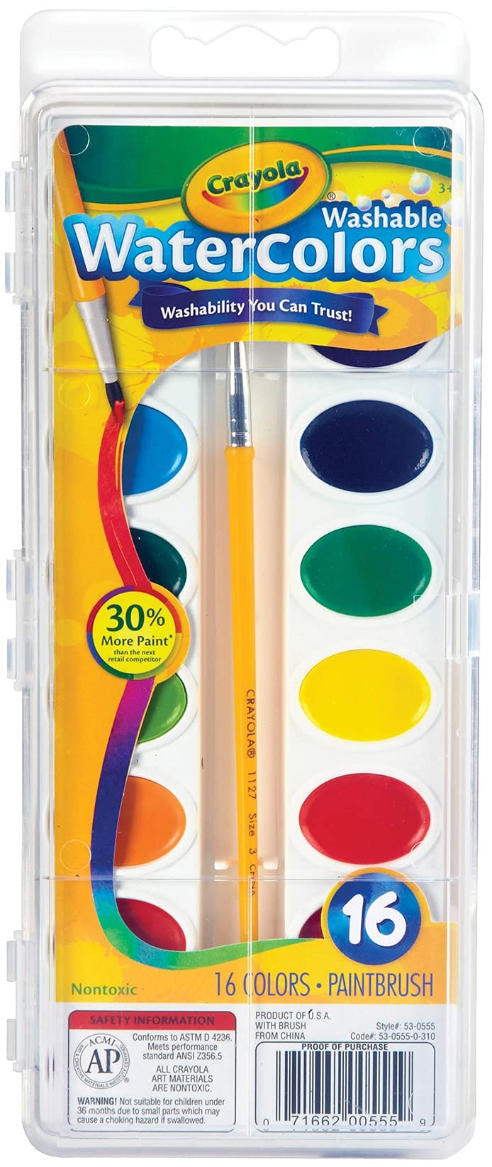 Crayola Watercolor Paint Set - 16 Vibrant Colors for Kids & Artists | Perfect for Classroom, Home & DIY Art Projects