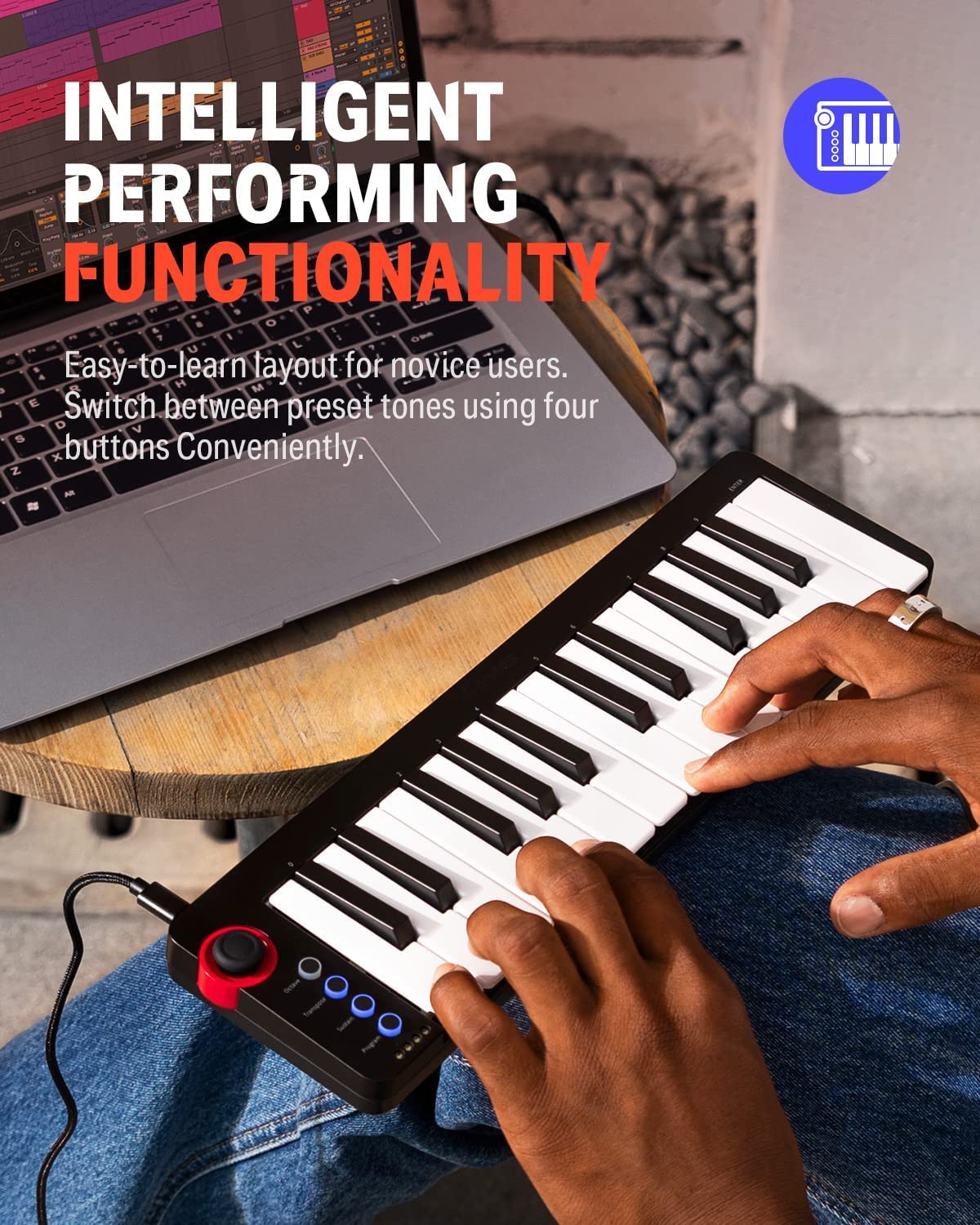 Donner N-25 USB MIDI Keyboard Controller with 25 Keys & 8 Pad Bundle - Perfect for Music Production, Beat Making & Home Studio Recording