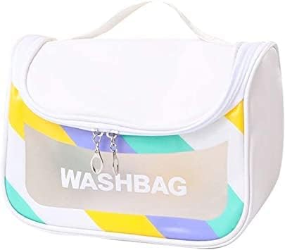 STOREZY Waterproof Faux Leather Makeup Bag for Women & Girls - Small White Cosmetic Organizer Pouch for Travel, Gym, and Daily Use
