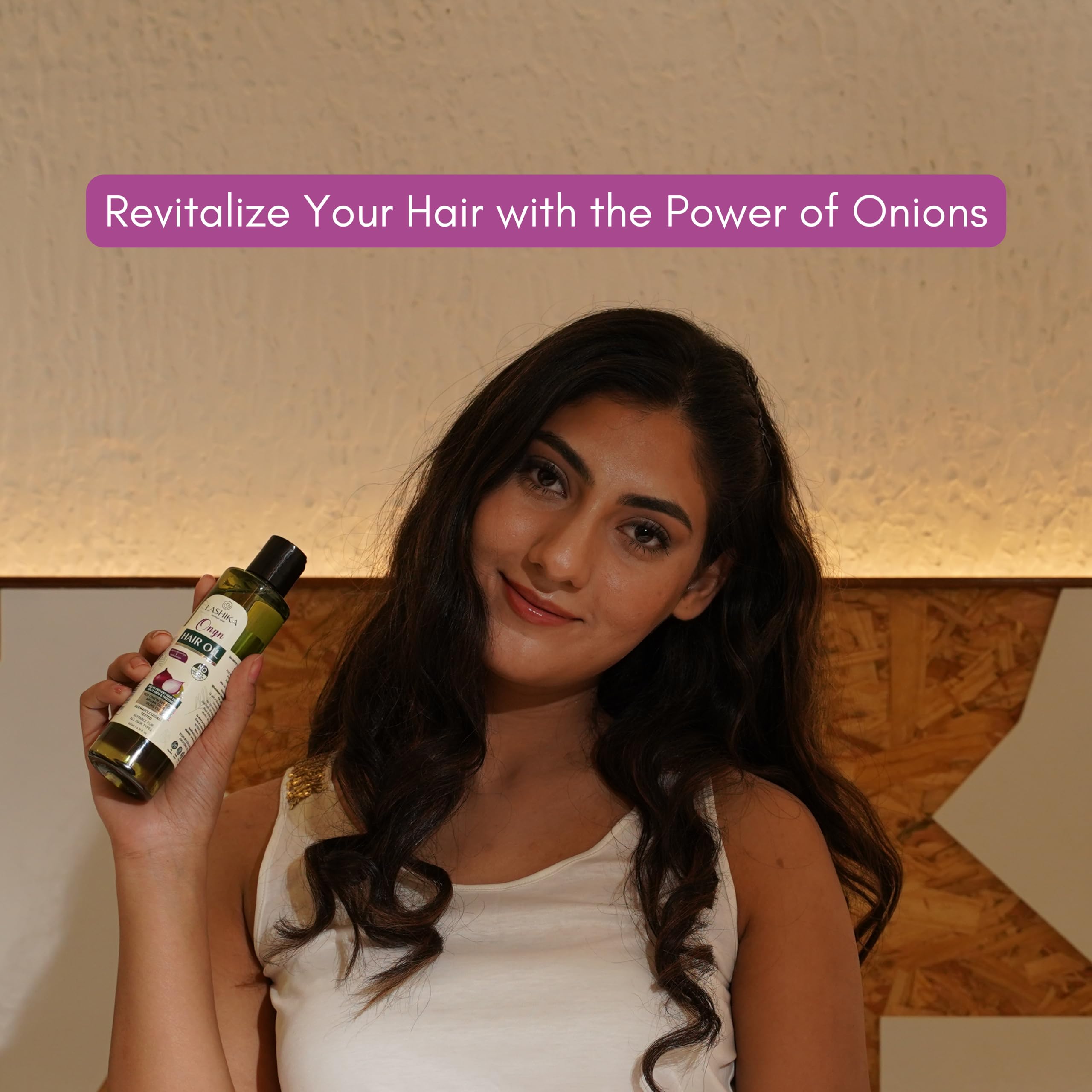 LASHIKA Onion Hair Oil for Hair Growth & Fall Control - 200ml | Enriched with Onion Seed Oil, Black Seed, Coconut & Olive Oil | Strengthens & Revives Dull Hair | For Men & Women | Perfect for Daily Hair Care & Scalp Massage