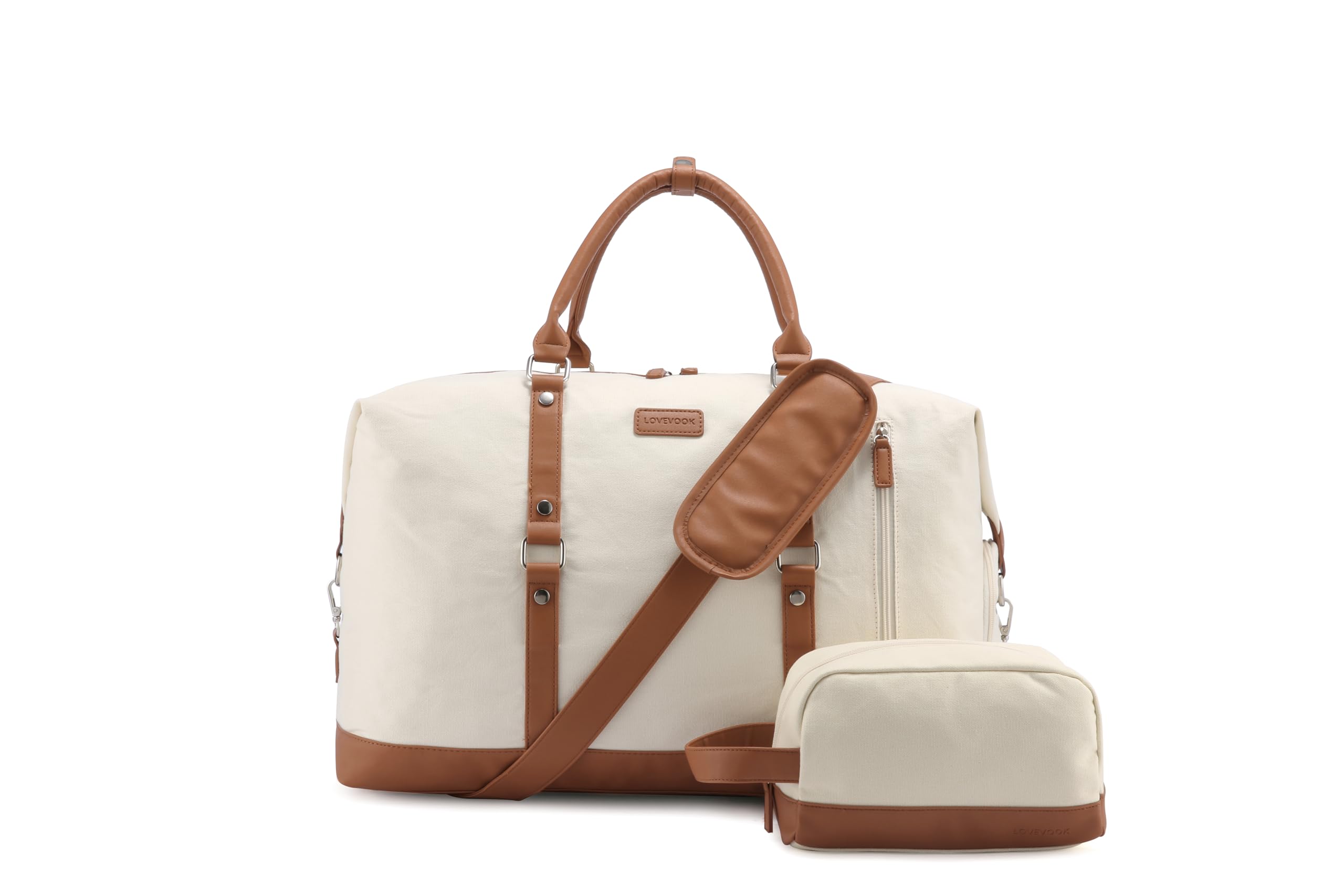 LOVEVOOK Women's Large Capacity Canvas Travel Duffel Bag - Carry On Overnight Weekender Tote with Shoe Compartment | Perfect for Weekend Getaways, Gym, Business Trips & Airplane Travel