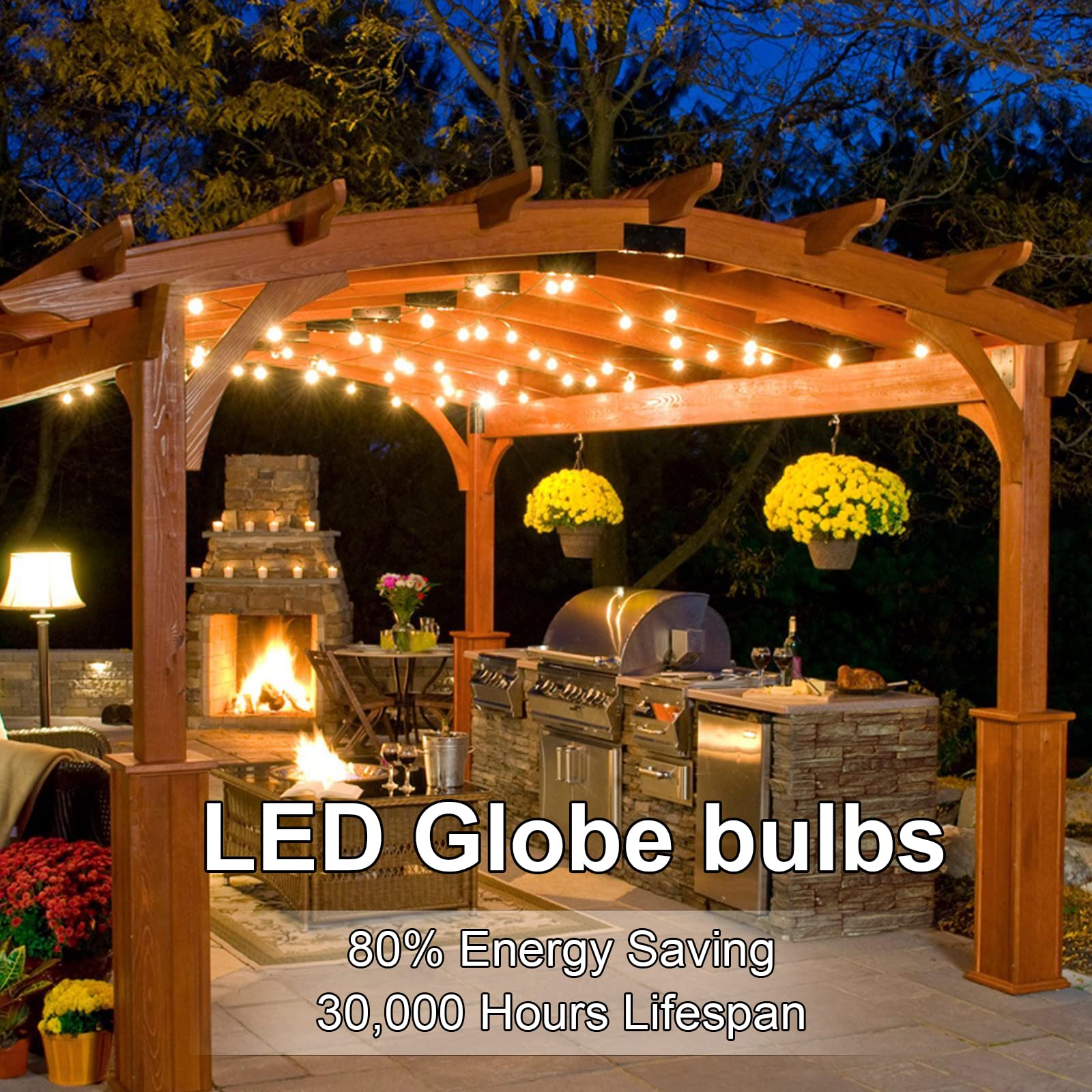 G40 LED Frosted Light Bulbs 25-Pack - 0.6W Shatterproof Globe String Lights for Indoor & Outdoor Use - Warm White Replacement Bulbs for Holiday, Party, Patio & Christmas Decorations