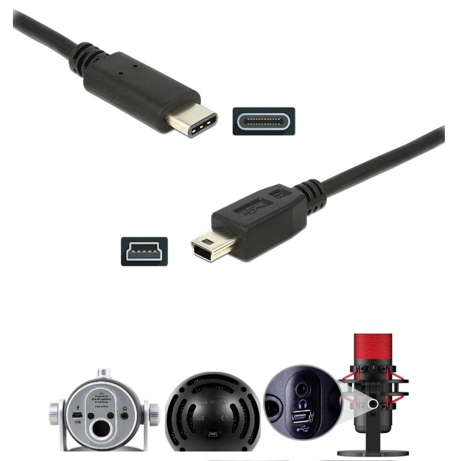 Premium USB C to USB C Cable for Blue Yeti & Snowball iCE Microphones - Fast Charging & Data Sync Compatible with iPhone 15/16, MacBook, PC, Laptops - Perfect for Podcasting, Streaming & Home Studio Recording