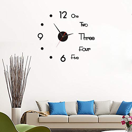 PerGar Frameless Luminous Wall Clock - Modern Silent Battery Operated Night Light Clock for Living Room, Bedroom & Office Decor (Black, 90cm) - Perfect for Nighttime Visibility & Stylish Home Décor