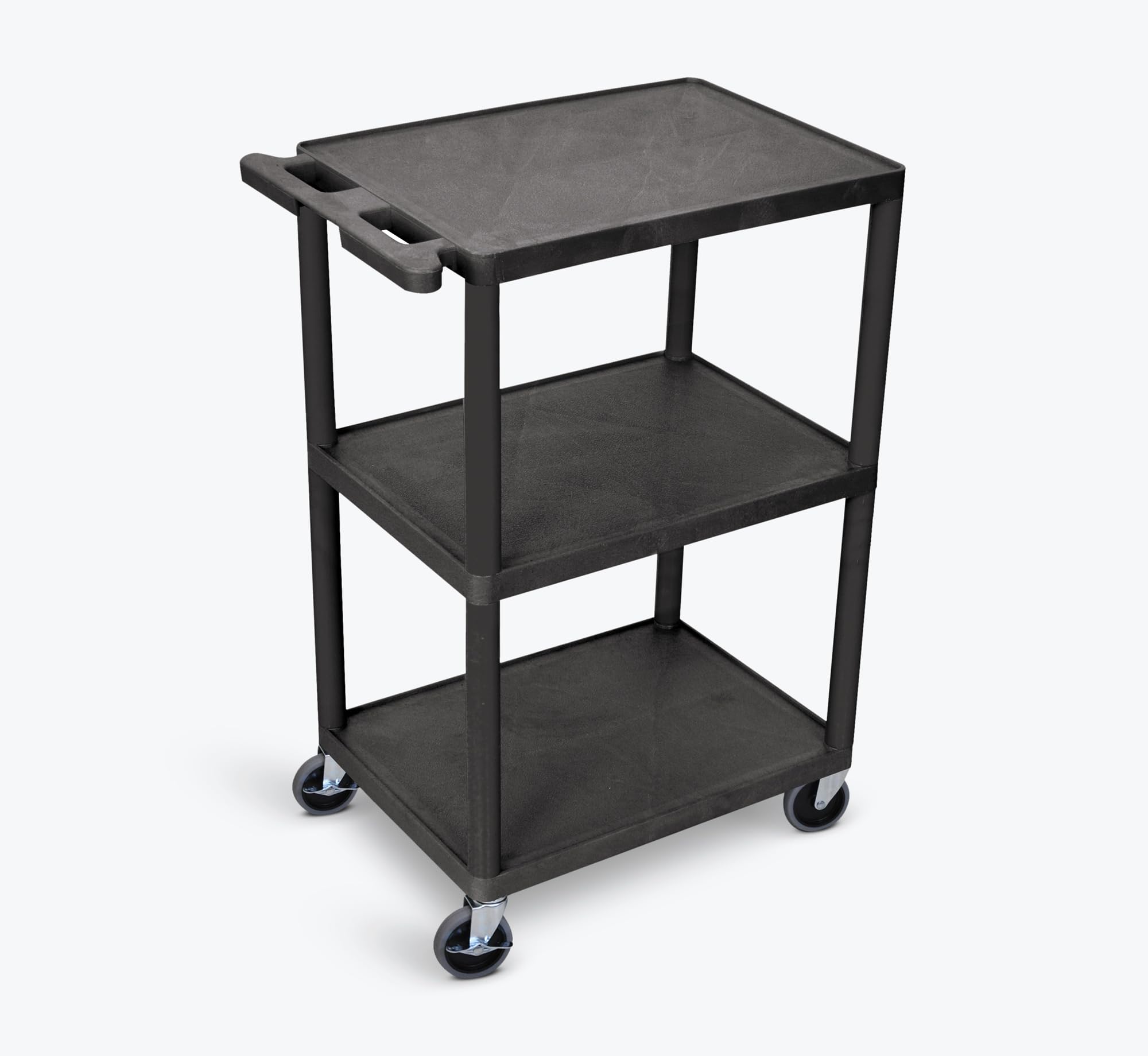 289-HE42-B Heavy Duty Utility Cart with 3 Shelves - Durable Structural Foam Plastic for Warehouse, Office & Home Organization | Rolling Storage Cart for Industrial, Retail & Garage Use