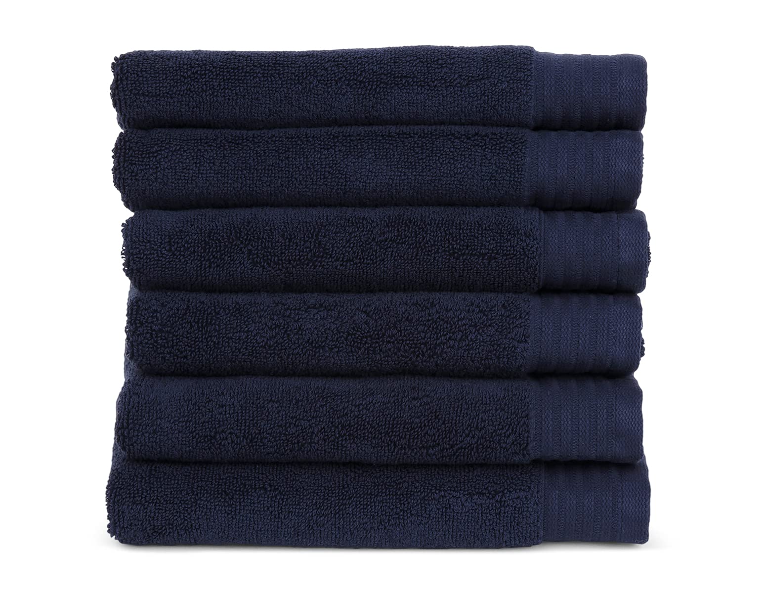 Luxury Bath Towels Set of 6 - 100% Turkish Cotton, Ultra Soft & Highly Absorbent Hand Towels in Navy Blue | Perfect for Spa, Guest Bathroom & Luxury Home Decor