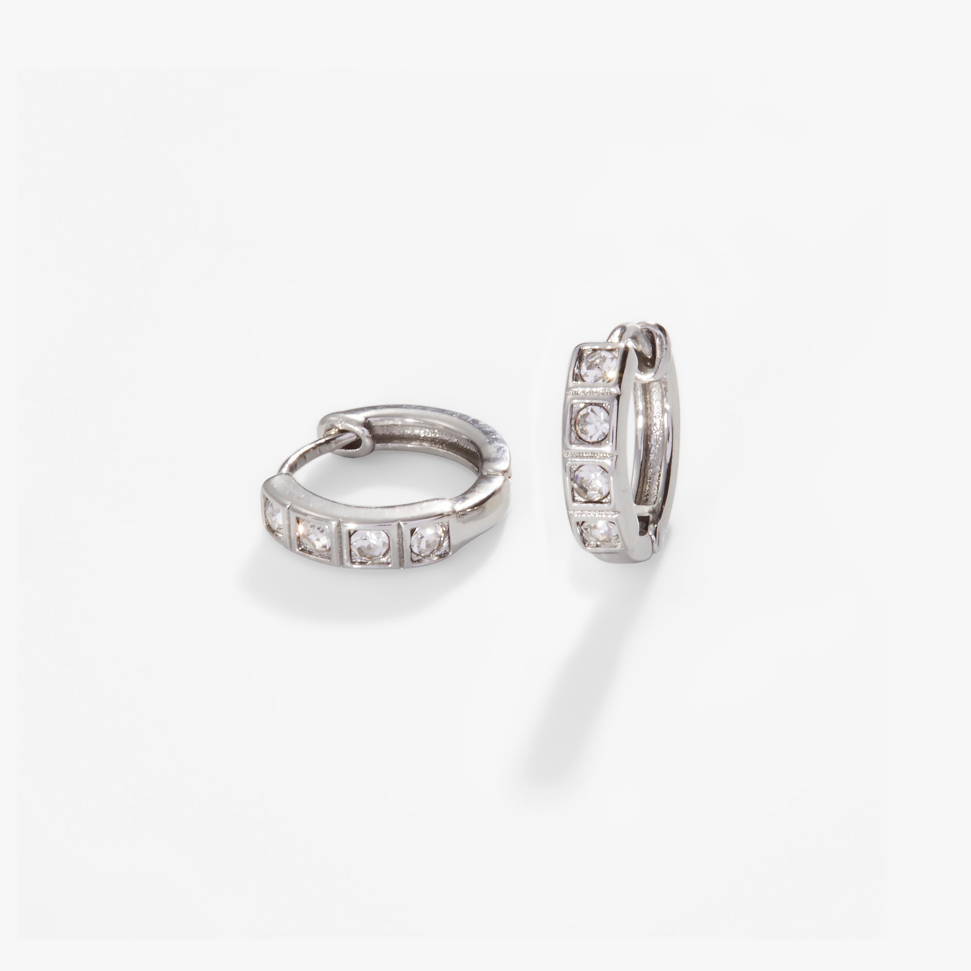Crystal Huggie Hoop Earrings for Women - Clear Sparkling Cubic Zirconia Studs - Perfect for Everyday Wear, Parties & Special Occasions