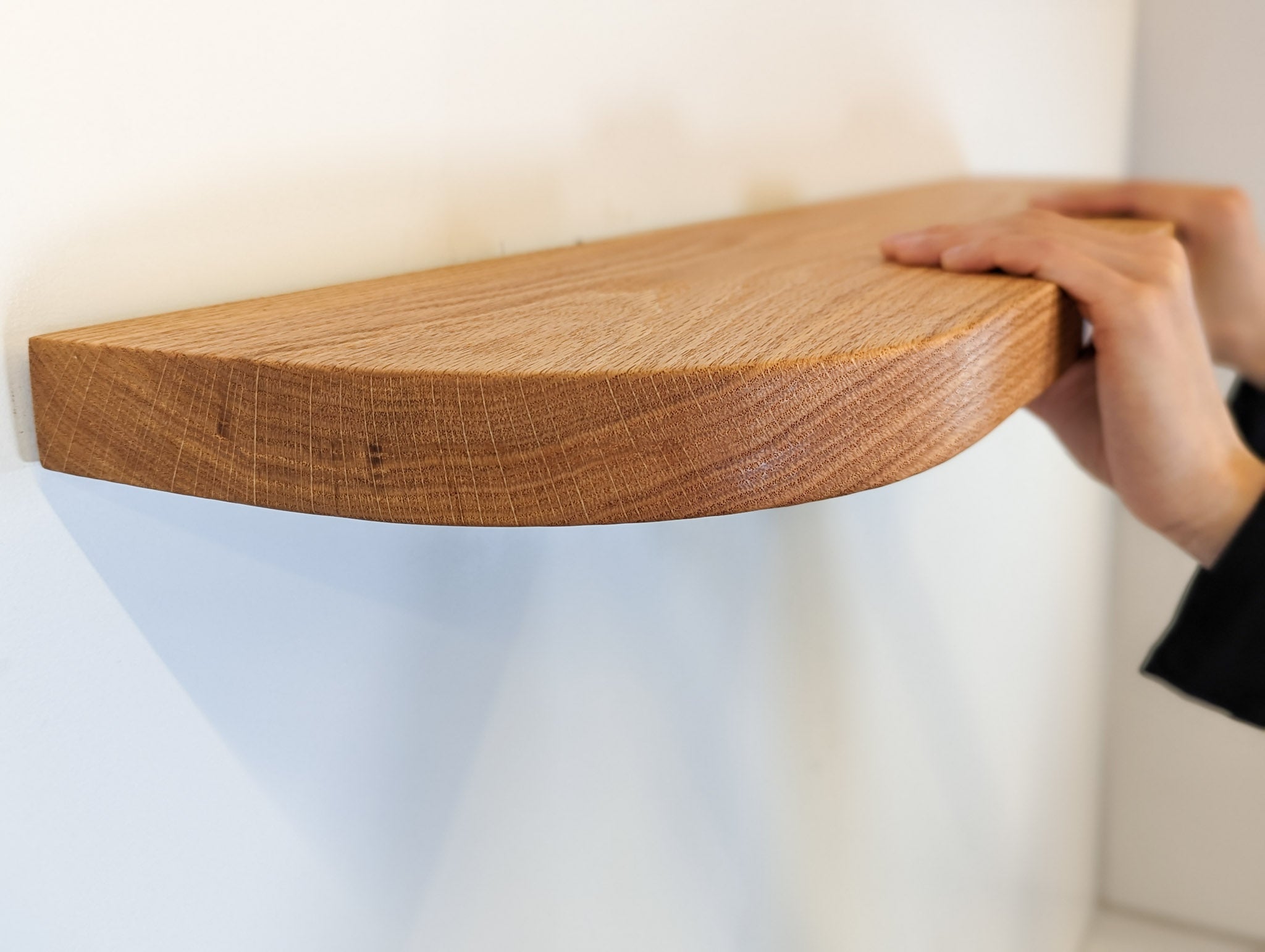 Thick Oak Floating Shelf with Rounded Corner - 33 x 10 Inches - Rustic Wood Wall Shelf for Living Room, Kitchen, Bathroom & Office Decor