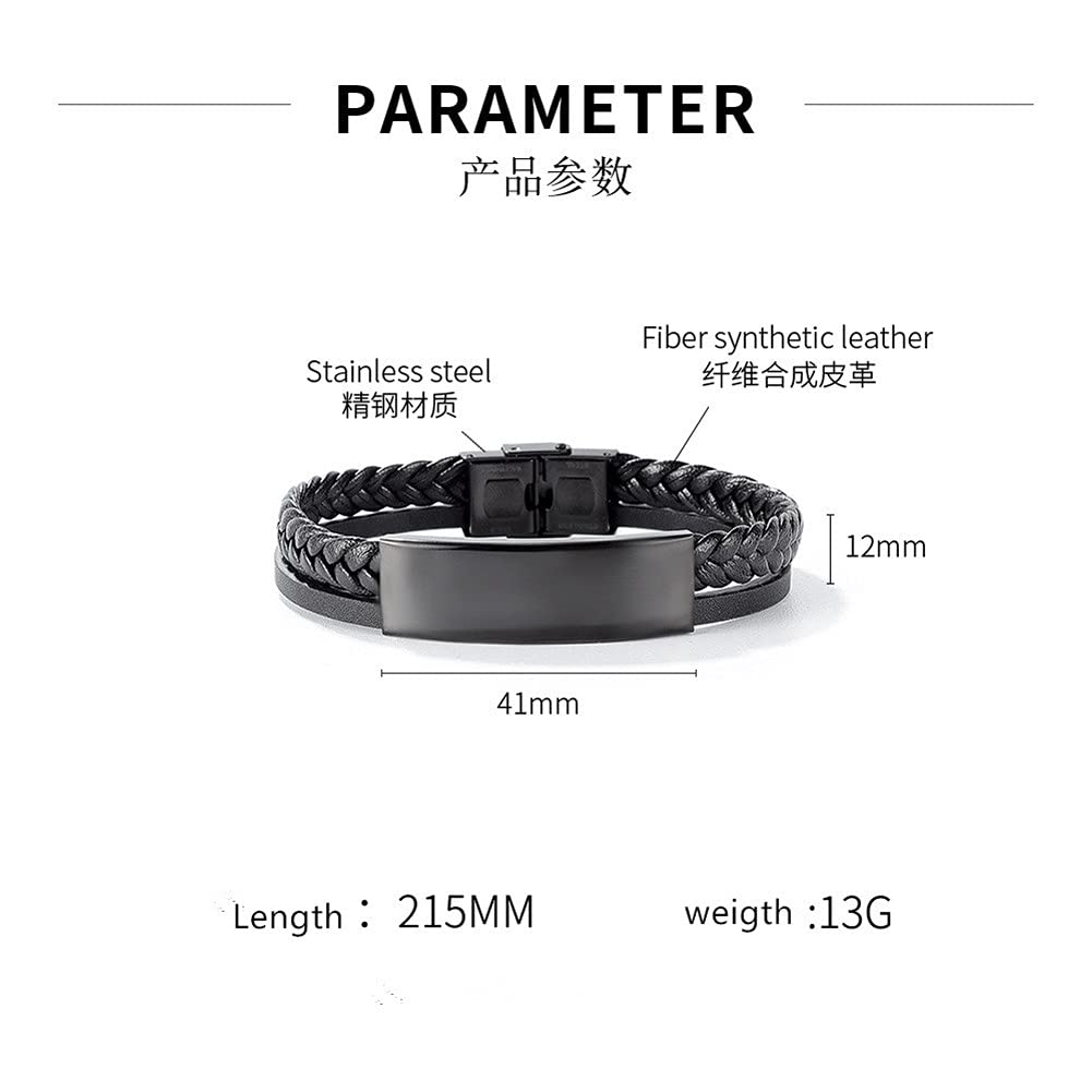 Medical Alert ID Bracelets for Men & Women - Double Layer Braided Leather Emergency Bracelet with Customizable Medical Card - Health Safety Jewelry for Daily Wear, Travel & Outdoor Activities