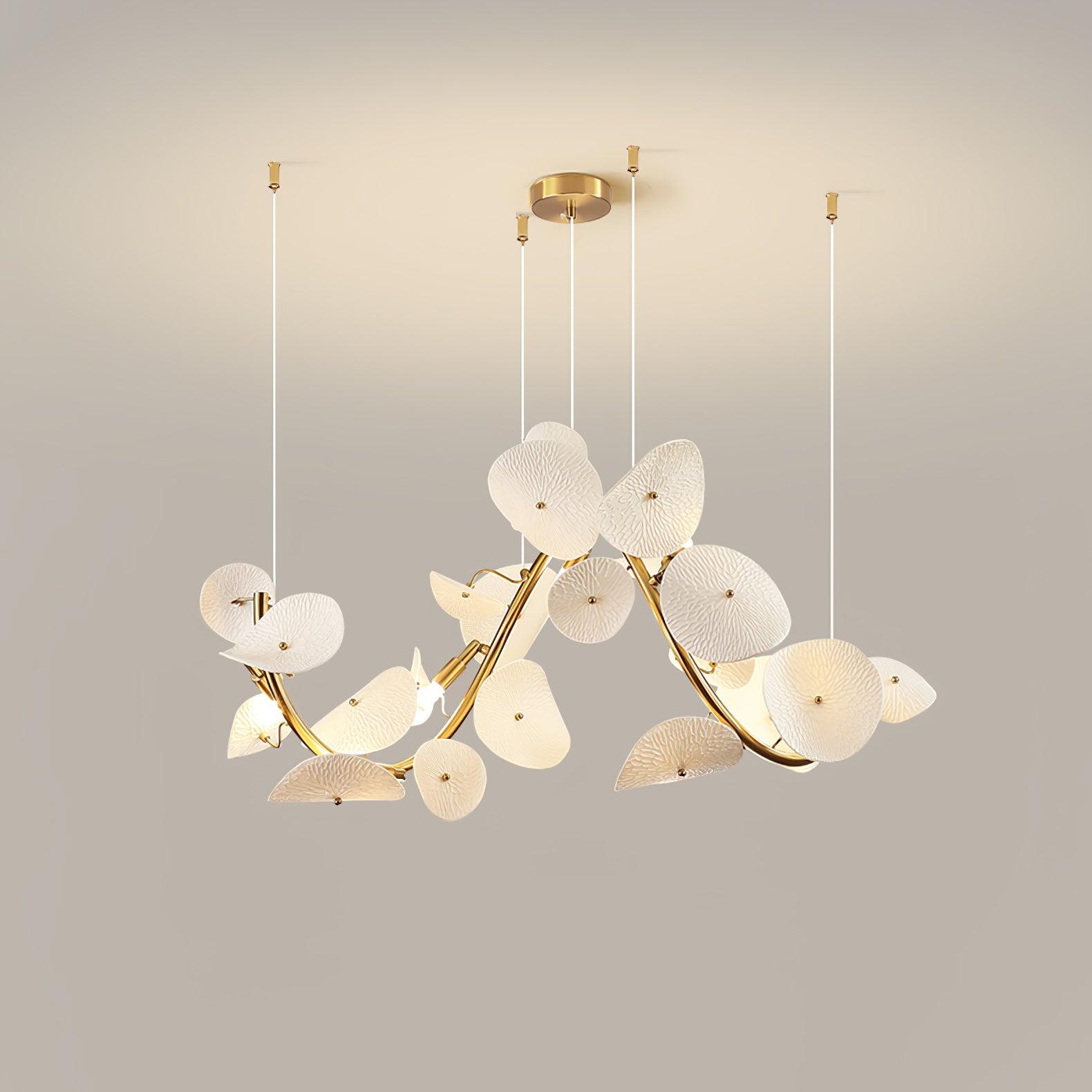 Elegant Lotus Petal Crystal Chandelier - Modern Floral Ceiling Light Fixture for Dining Room, Bedroom, or Living Room Decor