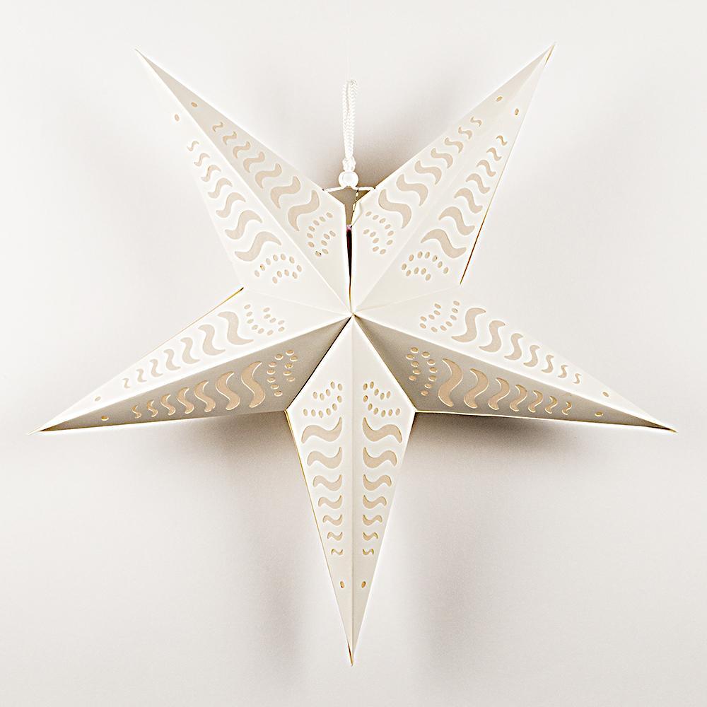 24 Pack White Tidal Wave Cut-Out Paper Star Lanterns - Elegant Hanging Decor for Weddings, Parties, Baby Showers & Home Decoration - Perfect for Indoor and Outdoor Celebrations
