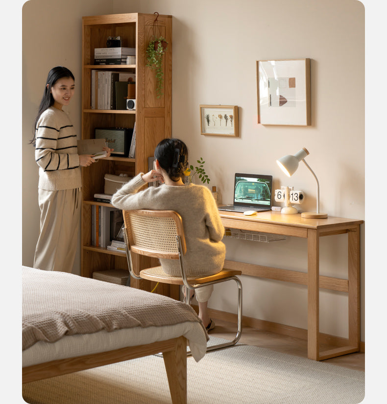 Solid Oak and Poplar Wood Office Desk - Long Executive Workstation for Home & Office - Perfect for Remote Work, Study, and Professional Workspaces