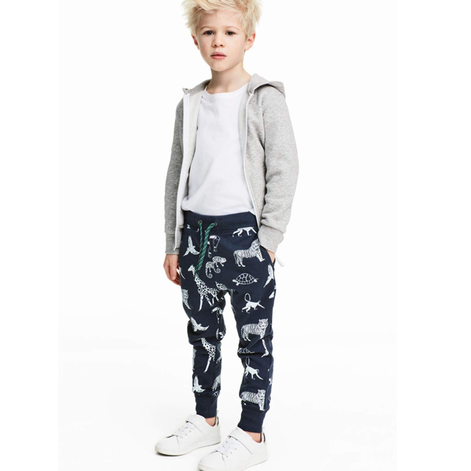 Boys' Cartoon Printed Knit Elastic Pants - Soft Cotton Casual Sweatpants for Toddlers | Perfect for Playtime & Everyday Wear