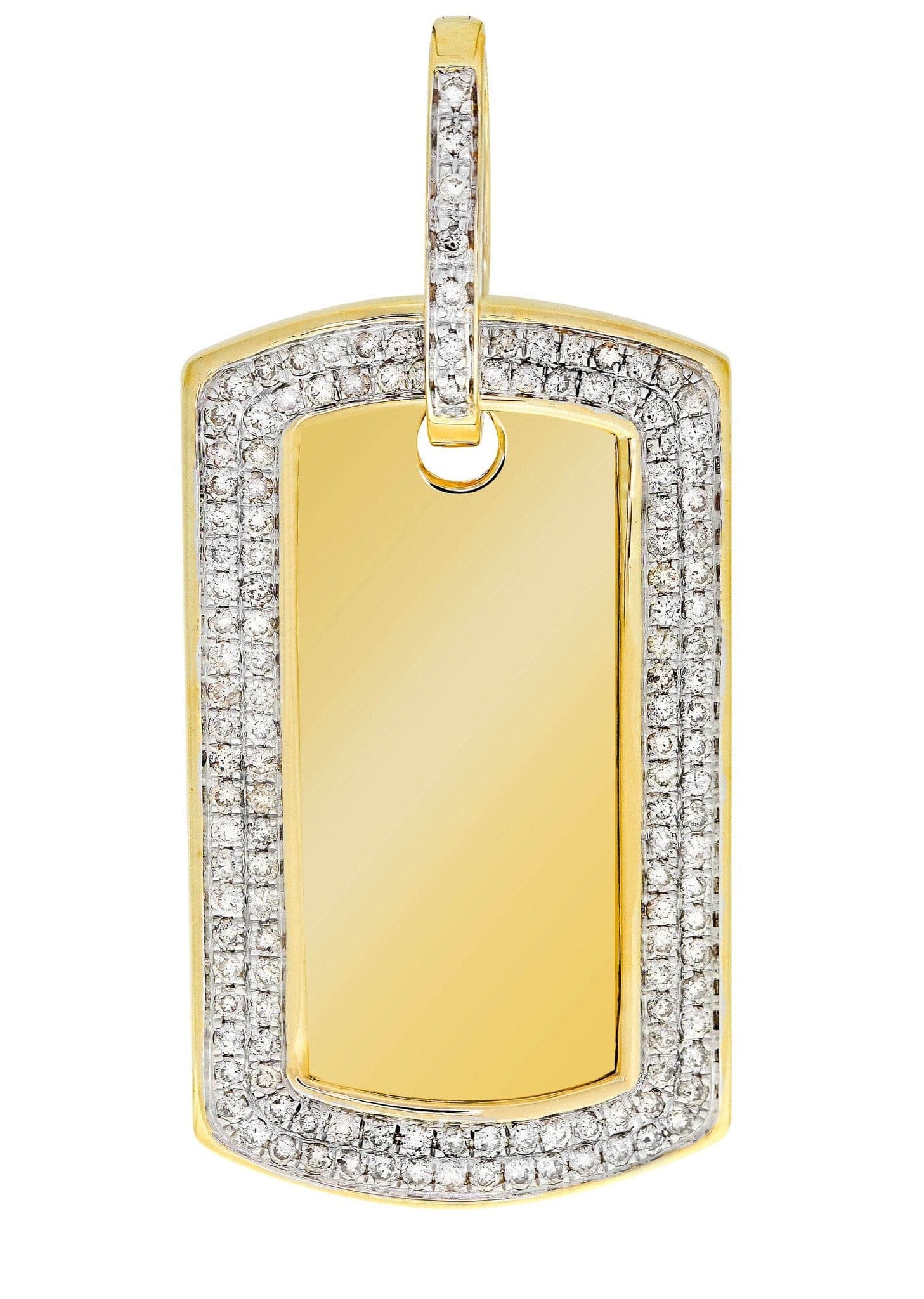 Diamond Dog Tag Pendant Necklace - 14.17 Grams Solid Gold - 2.17 Carats Genuine Diamond - Perfect for Men's Jewelry & Military Style Gifts