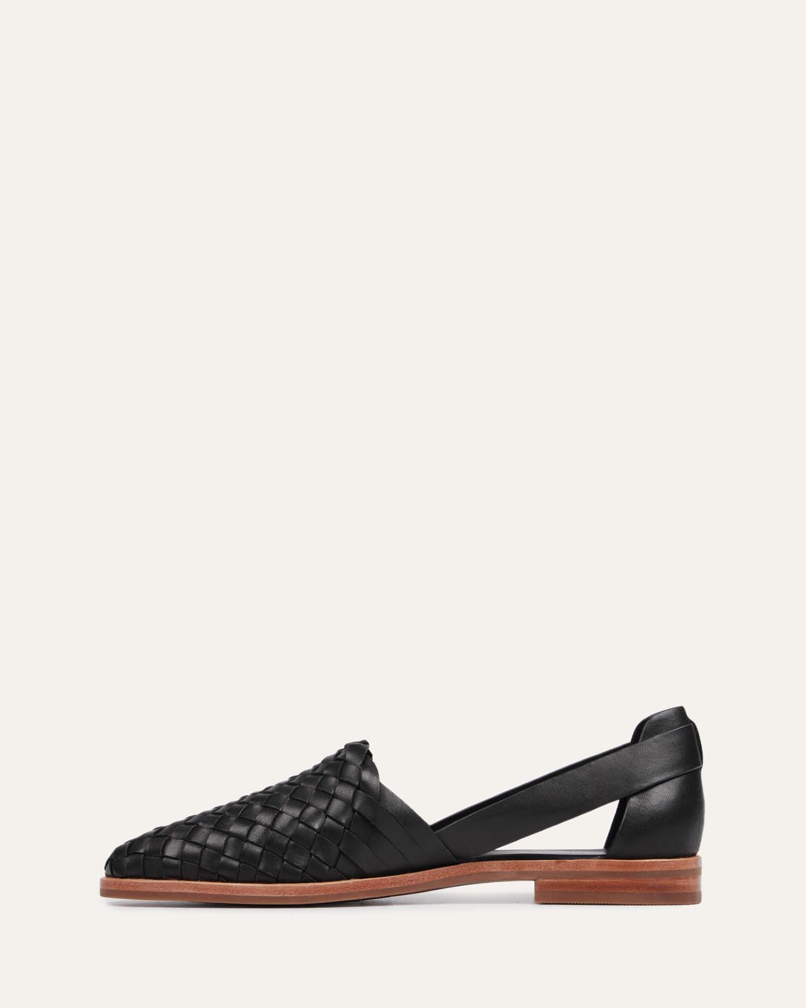 WISDOM Women's Black Leather Casual Flats - Comfortable Slip-On Shoes for Work, Travel & Everyday Wear
