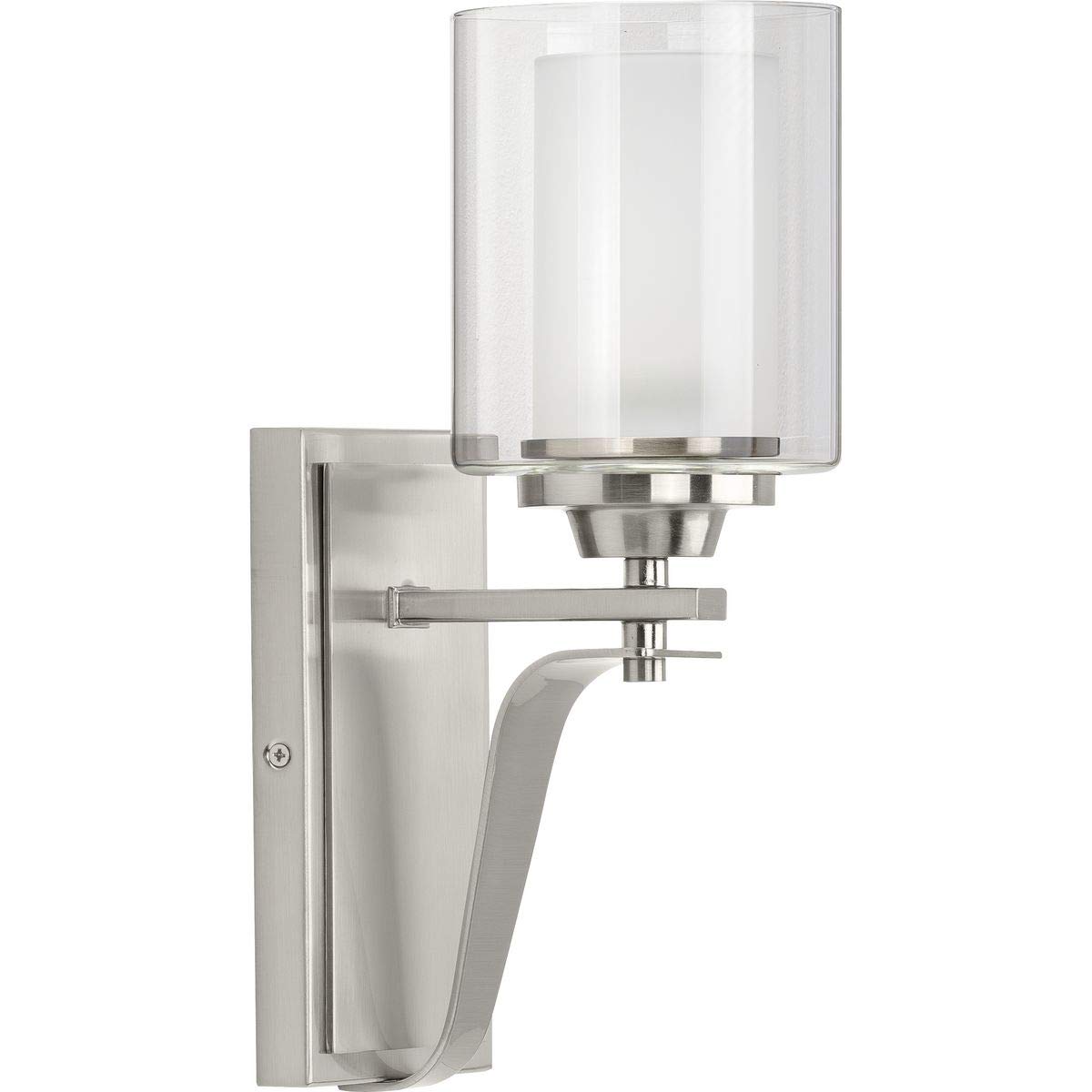 Progress Lighting Kene Collection 1-Light Clear Glass Craftsman Bath Vanity Light in Brushed Nickel - Perfect for Bathroom Vanity, Powder Room, or Dressing Area Lighting