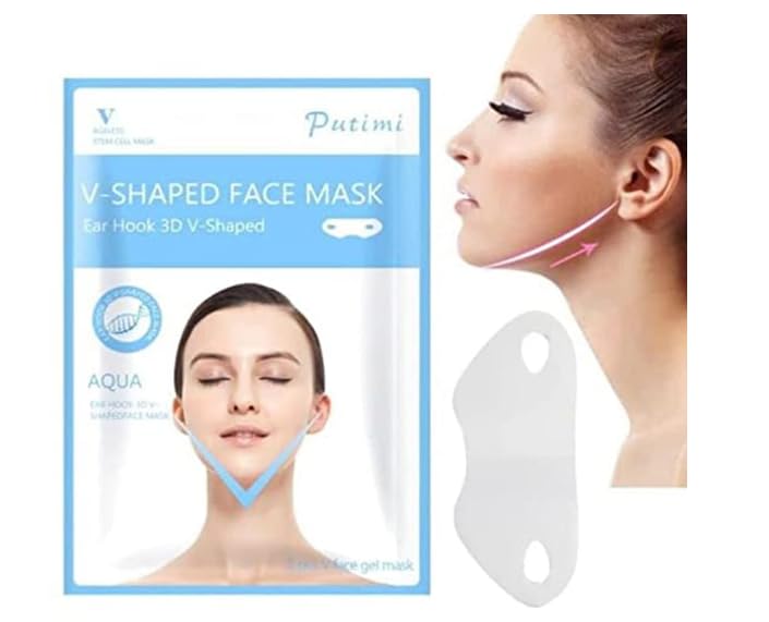 ZeroLuxury Double Chin Reducer Hydrogel Facial Mask - Collagen Lifting & Slimming Treatment for V-Shape Face | Skin Whitening & Firming | Perfect for Daily Skincare & Special Occasion Prep