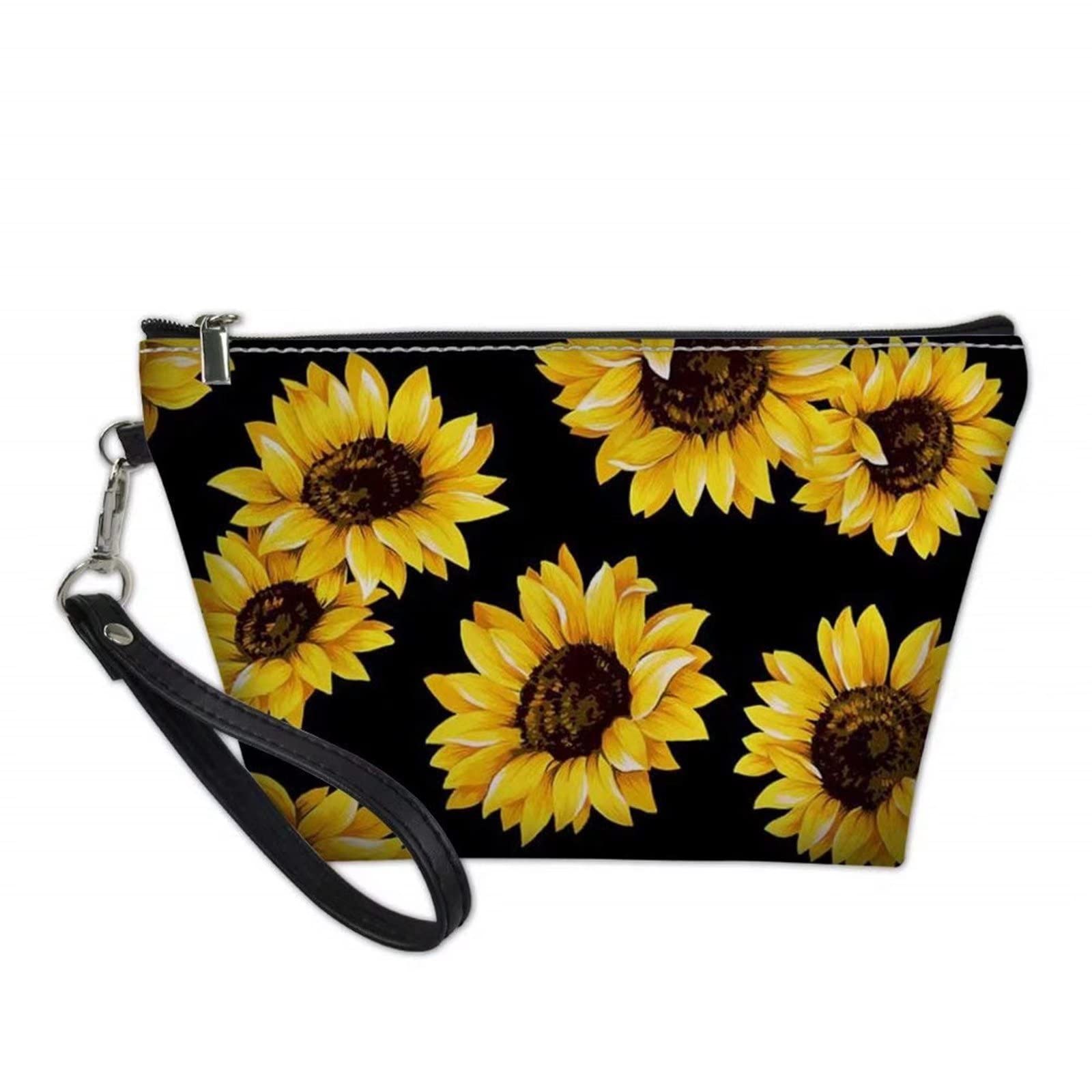 TWIKVASTA Sunflower Makeup Bag - Waterproof Cosmetic Organizer with Zipper Closure for Travel, Gym & Daily Essentials | Cute Toiletry Pouch for Women & Girls