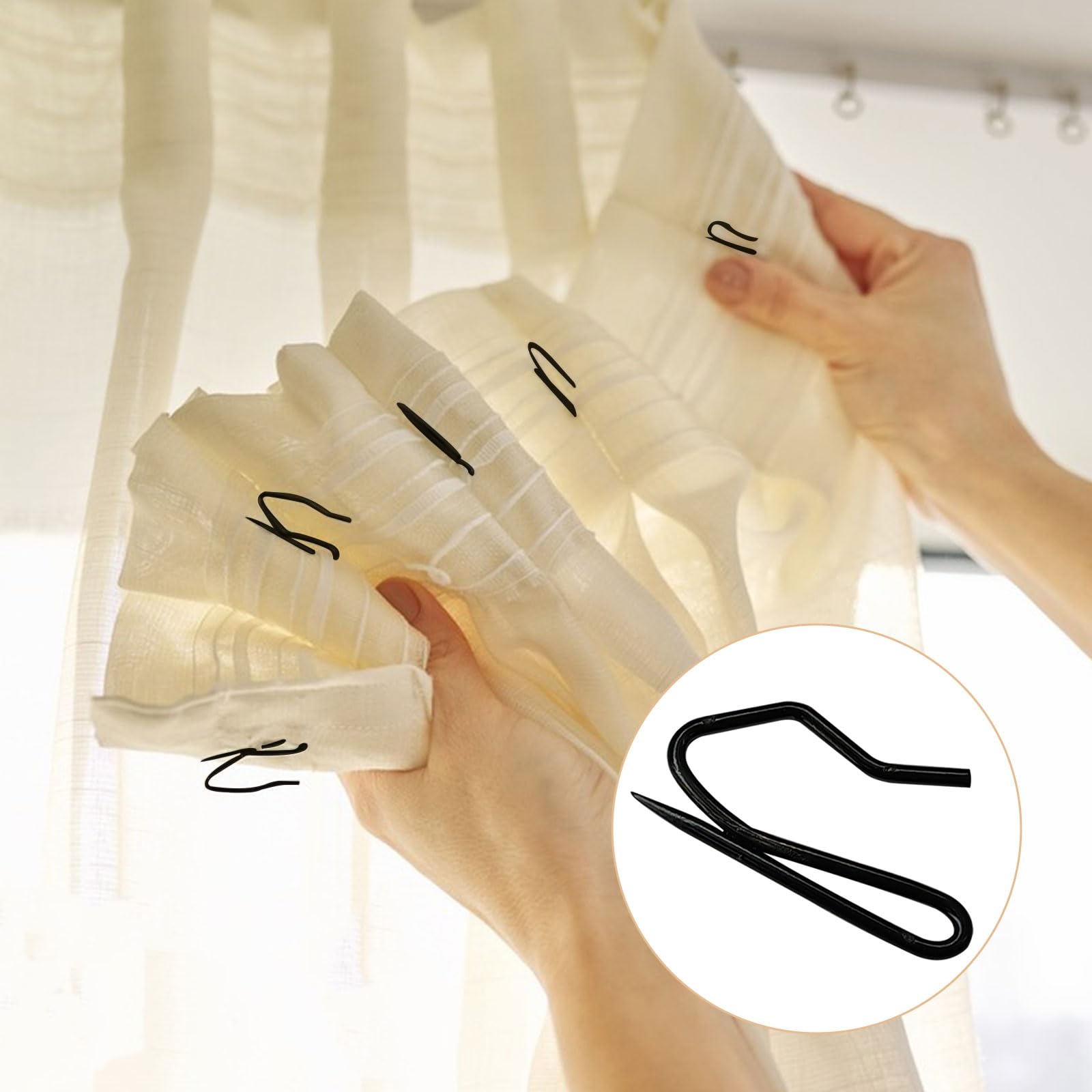 30 Pack Black Metal Pinch Pleat Curtain Hooks & Rings Set for Drapes - Heavy Duty Curtain Hangers for Pinch Pleat Drapes, Sheers & Valances - Perfect for Living Room, Bedroom & Window Decor