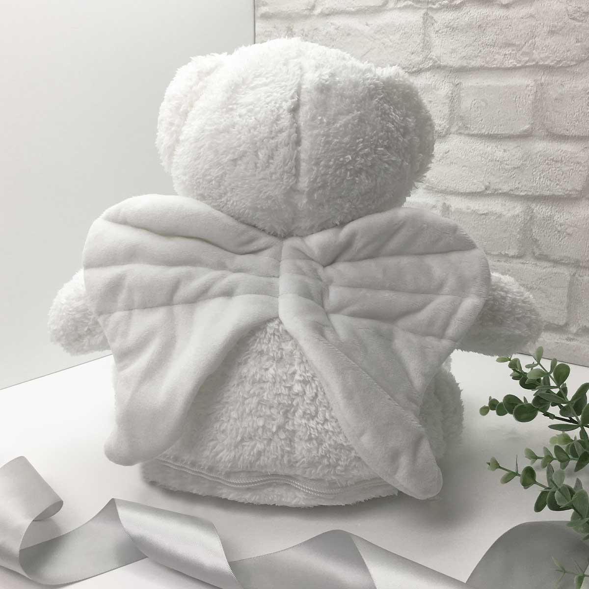 Personalized Photo Memory Bear with White Angel Wings - Custom Keepsake Gift for Baby, Kids & Loved Ones | Perfect for Birthdays, Anniversaries & Memorials