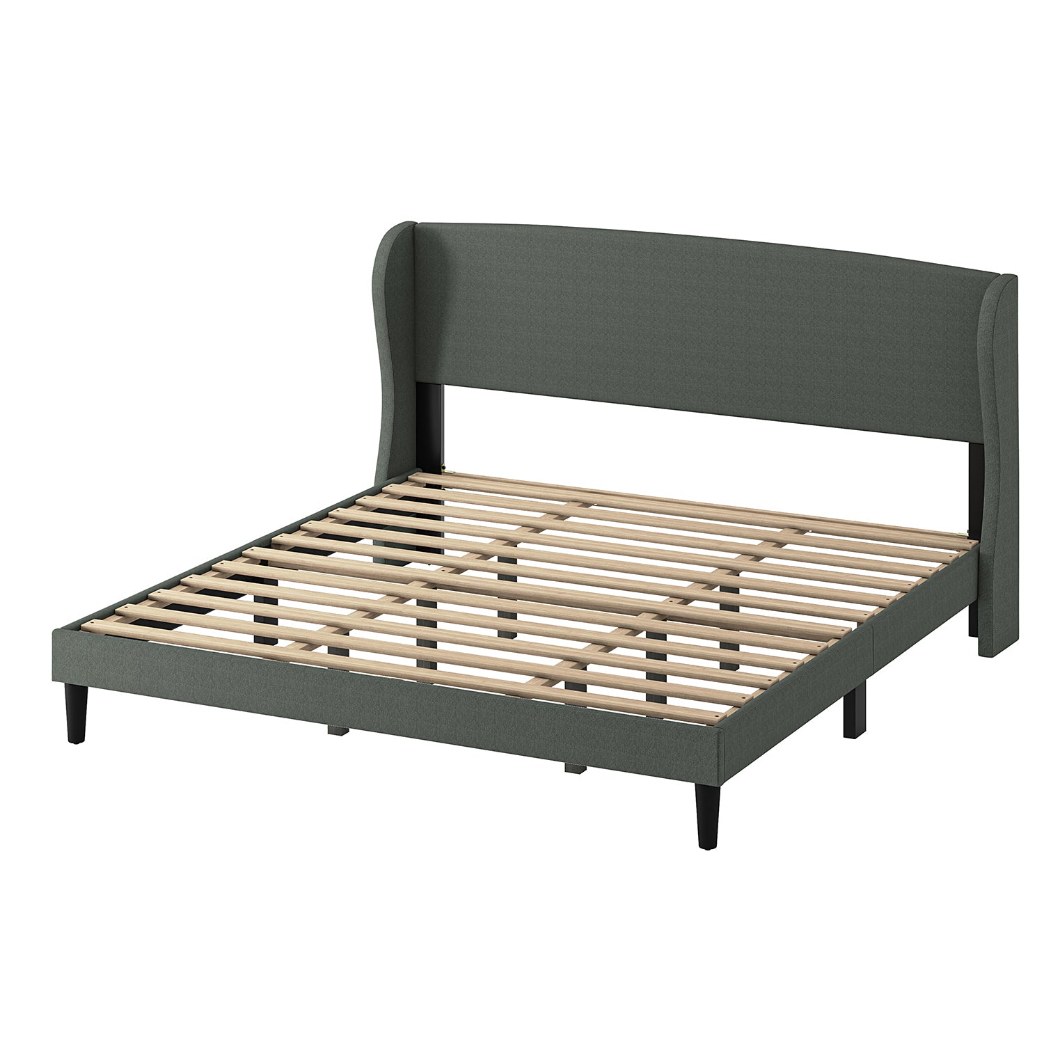 Baotist Upholstered Wingback Platform Bed Frame - Queen Size Modern Bedroom Furniture for Master Bedroom, Guest Room & Apartment