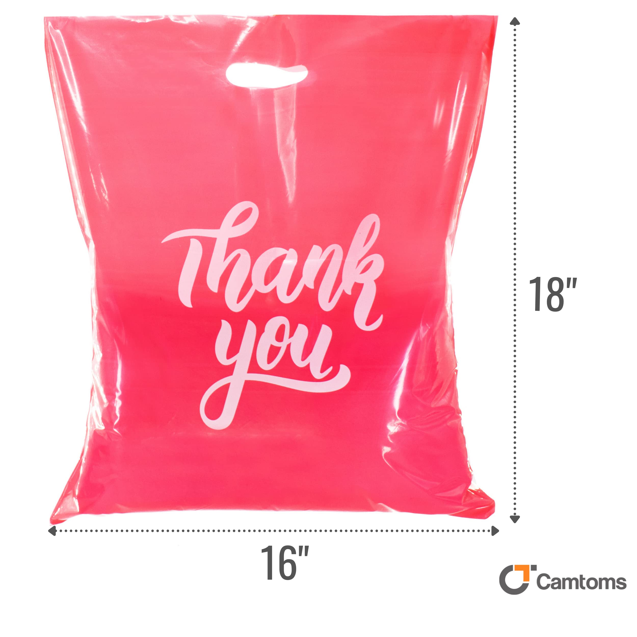 Premium Thank You Bags for Business - 16x18 Plastic Shopping Bags with Handles (100-Pack, Pink & Blue, 1.75mil) - Ideal for Boutiques, Retail Stores & Gift Packaging