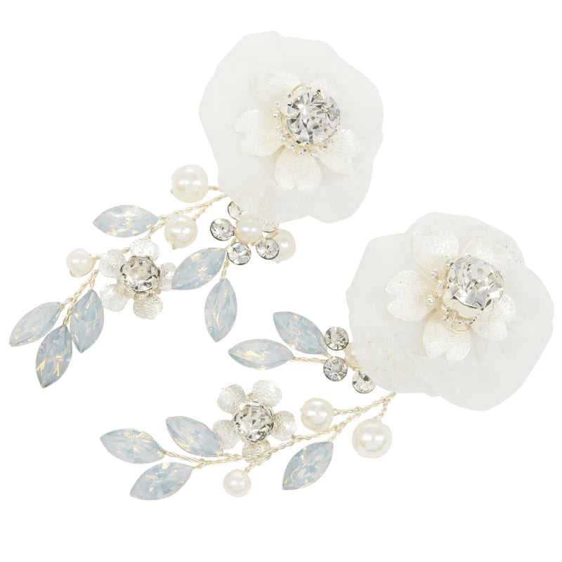 Elegant Floral Wedding Earrings with Swarovski Crystals & Freshwater Pearls - A9045 | Perfect for Bridal, Prom & Special Occasions