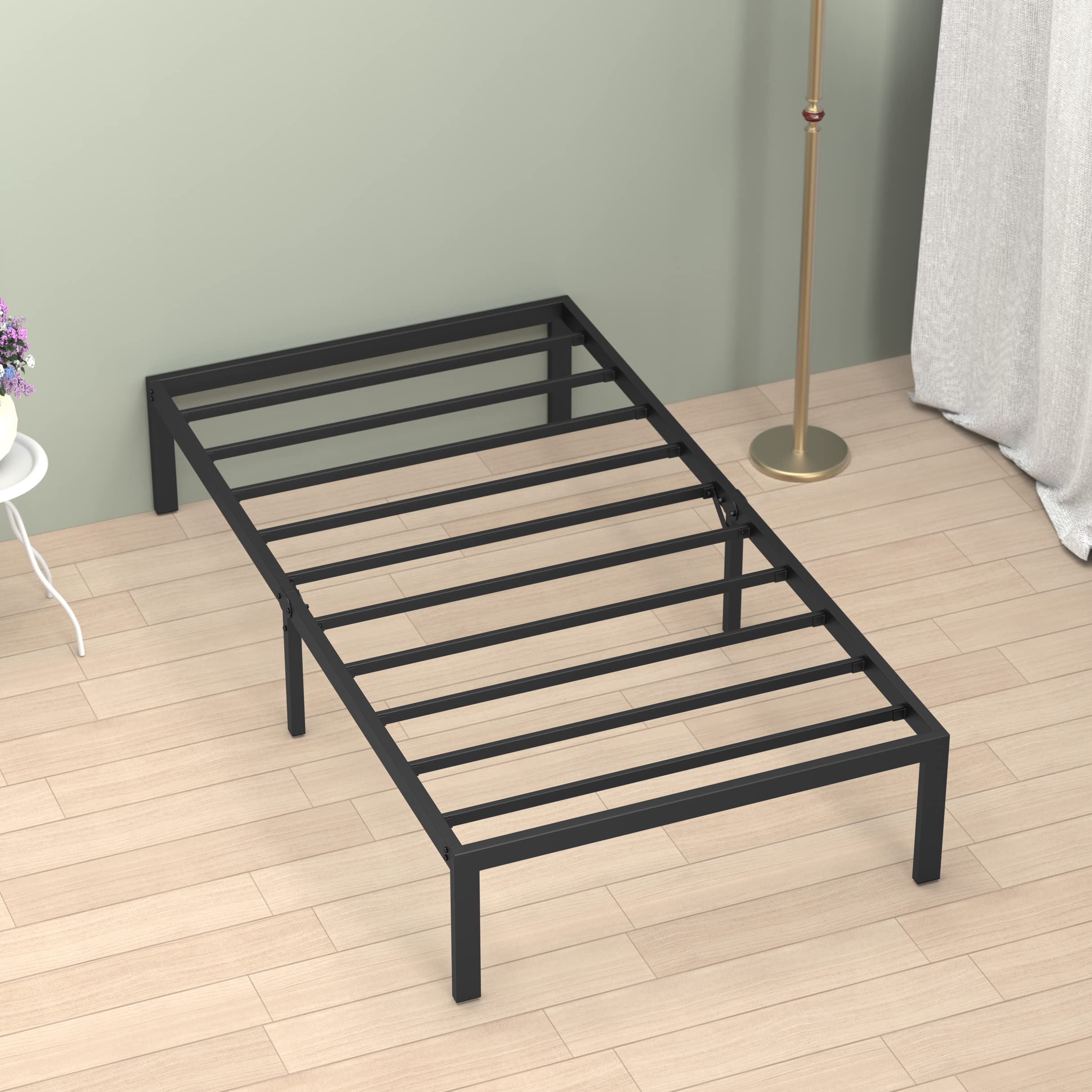 Musen Twin Bed Frame - Sturdy Metal Platform Bed with Storage, Noise-Free & Anti-Slip Design, Easy Assembly, No Box Spring Needed - Perfect for Small Spaces, Guest Rooms & Dormitories