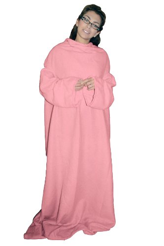 5 STAR SUPER DEALS Soft Fleece Blanket with Sleeves - Ultra Cozy Wearable Throw Blanket for Women & Men (Pink) - Perfect for Reading, Watching TV, and Lounging at Home