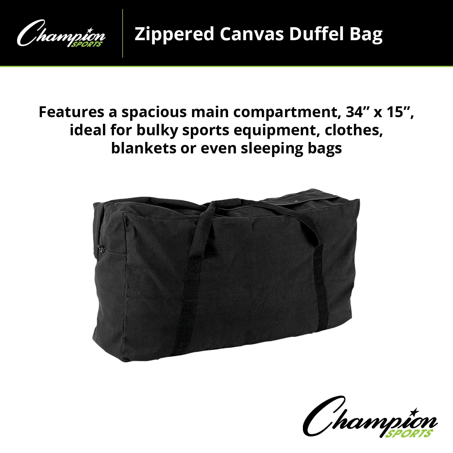 **Champion Sports Oversized Canvas Duffle Bag with Heavy-Duty Handles - Perfect for Gym, Travel, and Sports Equipment Storage**