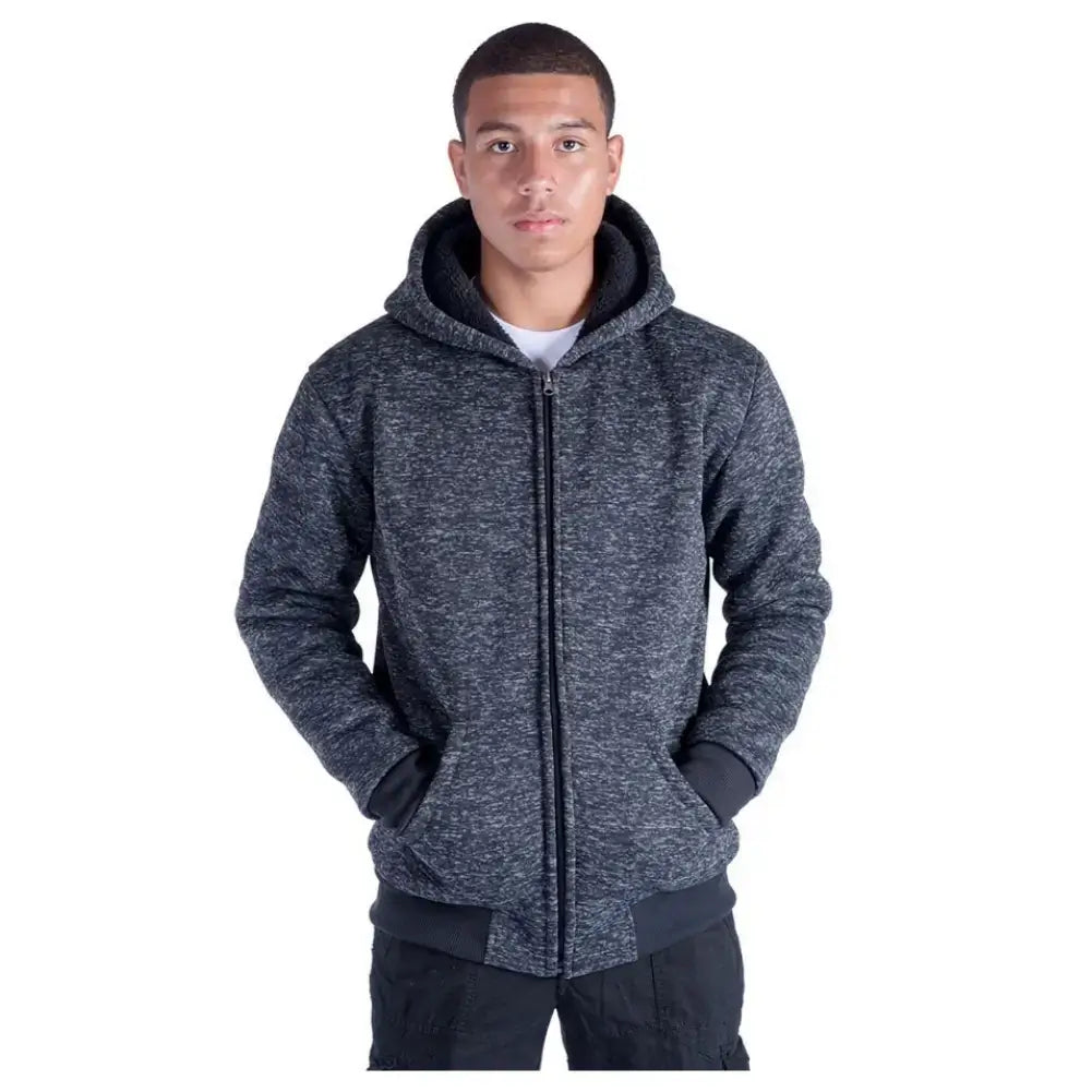 Men's Warm Sherpa Lined Hoodie - Soft Fleece Pullover with Kangaroo Pocket for Winter Outdoor Activities & Casual Wear