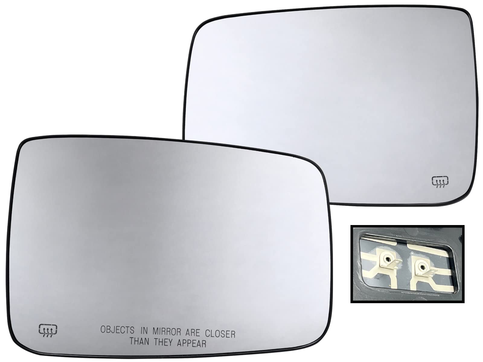 APA Replacement Power Heated Mirror Glass with Base for 2010-2021 RAM 1500 & 2010-2018 RAM 2500 - Driver & Passenger Side Pair - Perfect for Winter Driving & Enhanced Visibility