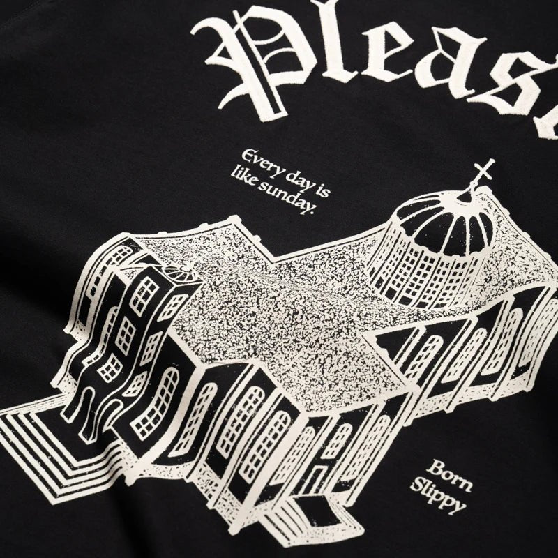 Pleasures Chapel Heavyweight Shirt - Black Cotton Oversized Streetwear T-Shirt for Men | Casual Wear, Urban Fashion & Street Style Outfits