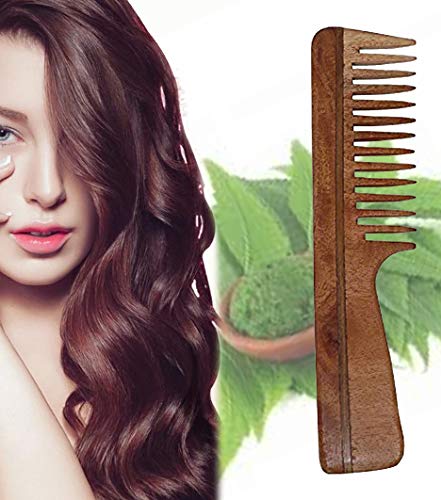 Natural Neem Wood Comb for Men & Women - Anti Hair Loss, Scalp Massage, Dandruff Control - Brown, 10g (Pack of 1) | Perfect for Daily Hair Care, Detangling & Ayurvedic Hair Treatment