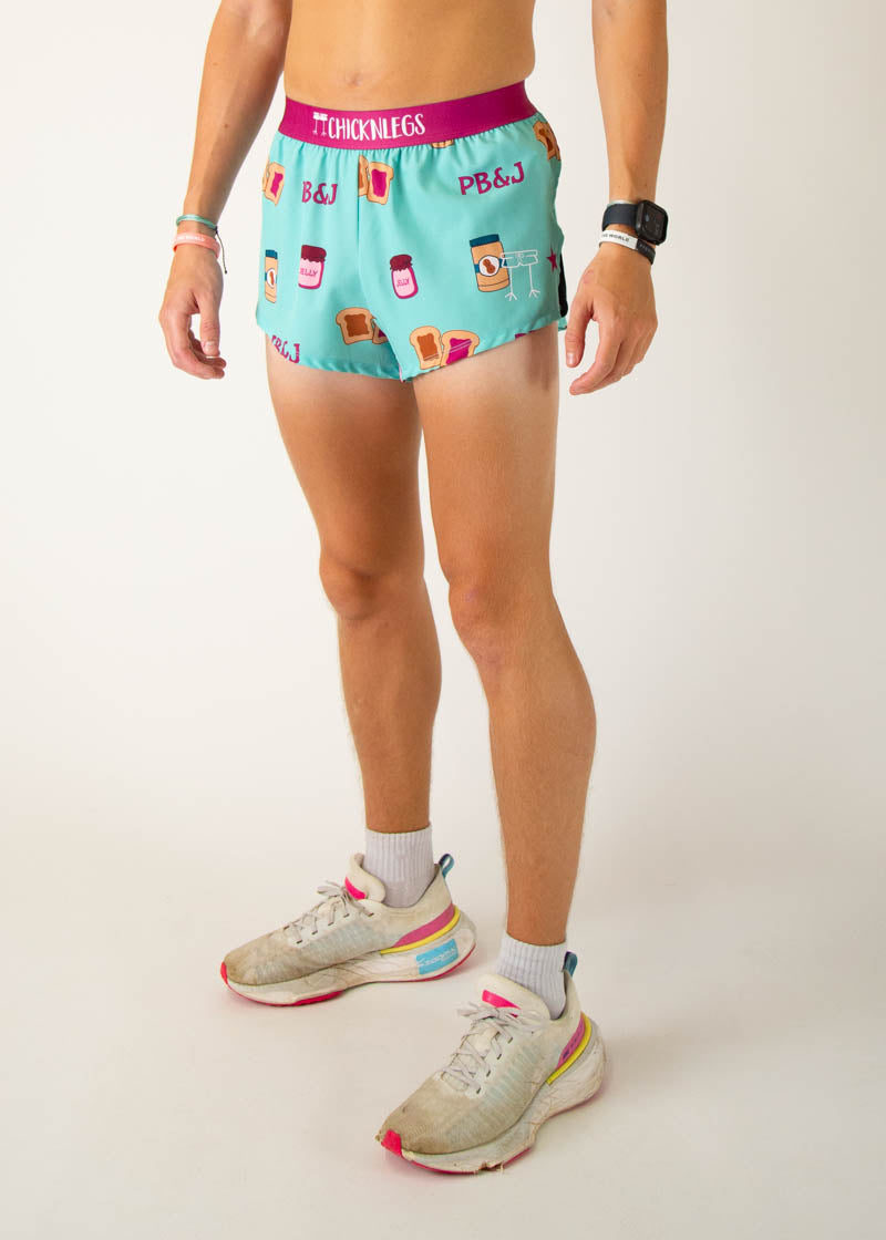 PB&J 2 Split Shorts for Men - Lightweight Running & Gym Workout Shorts with Split Leg Design - Perfect for Jogging, Basketball & Casual Wear