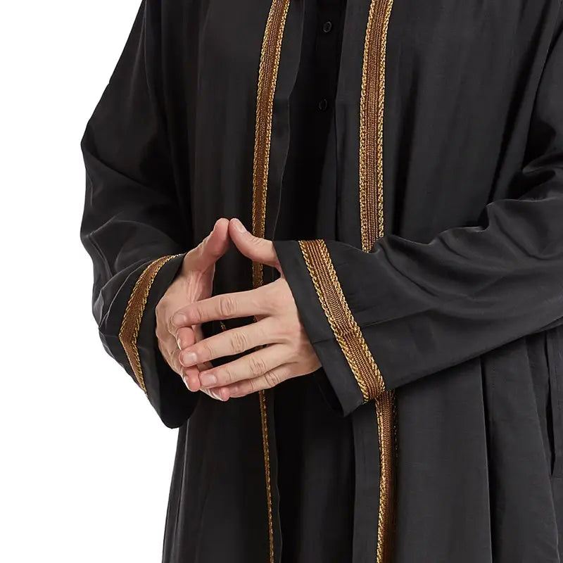Premium Arab Men's Bisht Thobe - Elegant Open Cardigan Thawb for Special Occasions | Perfect for Weddings, Eids & Formal Events